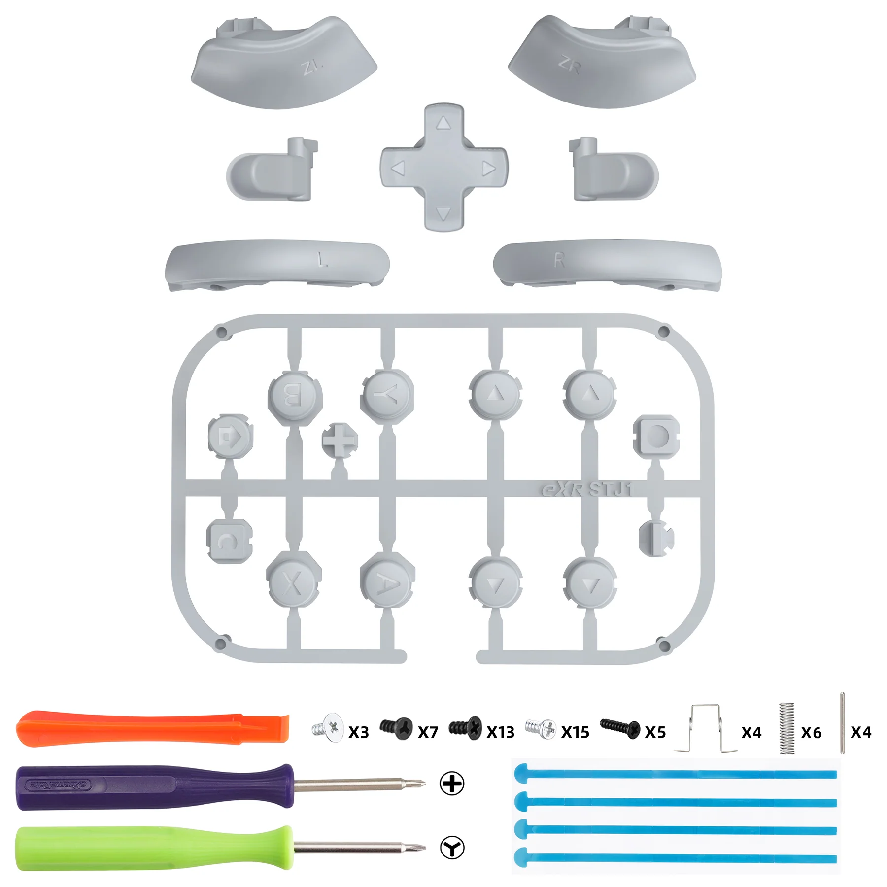 eXtremeRate DIY Replacement Full Set Buttons for Nintendo Switch 2 - New Hope Gray - Image 2