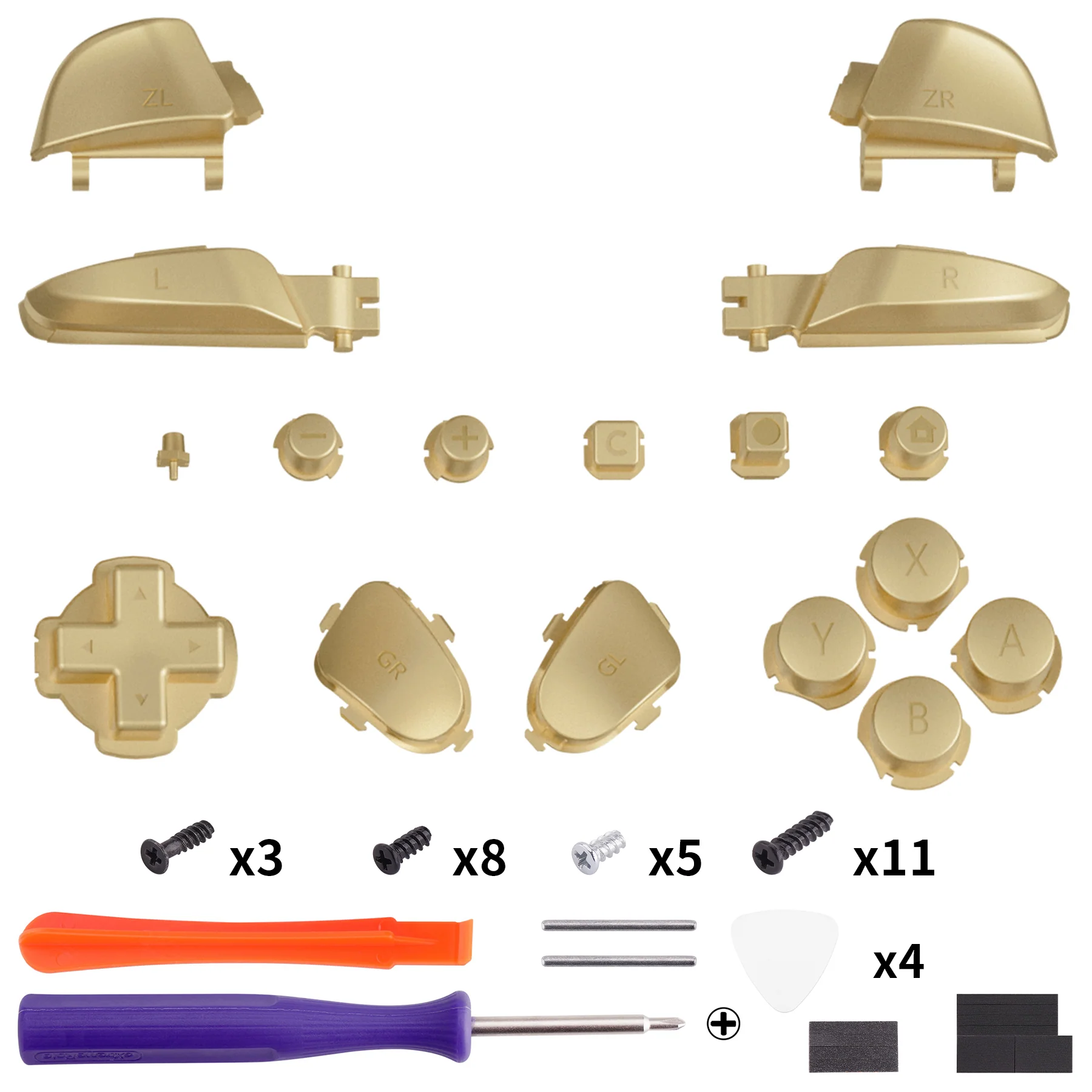 eXtremeRate DIY Replacement Full Set Buttons for Nintendo Switch 2 Pro Controller - Champagne Gold - Image 2