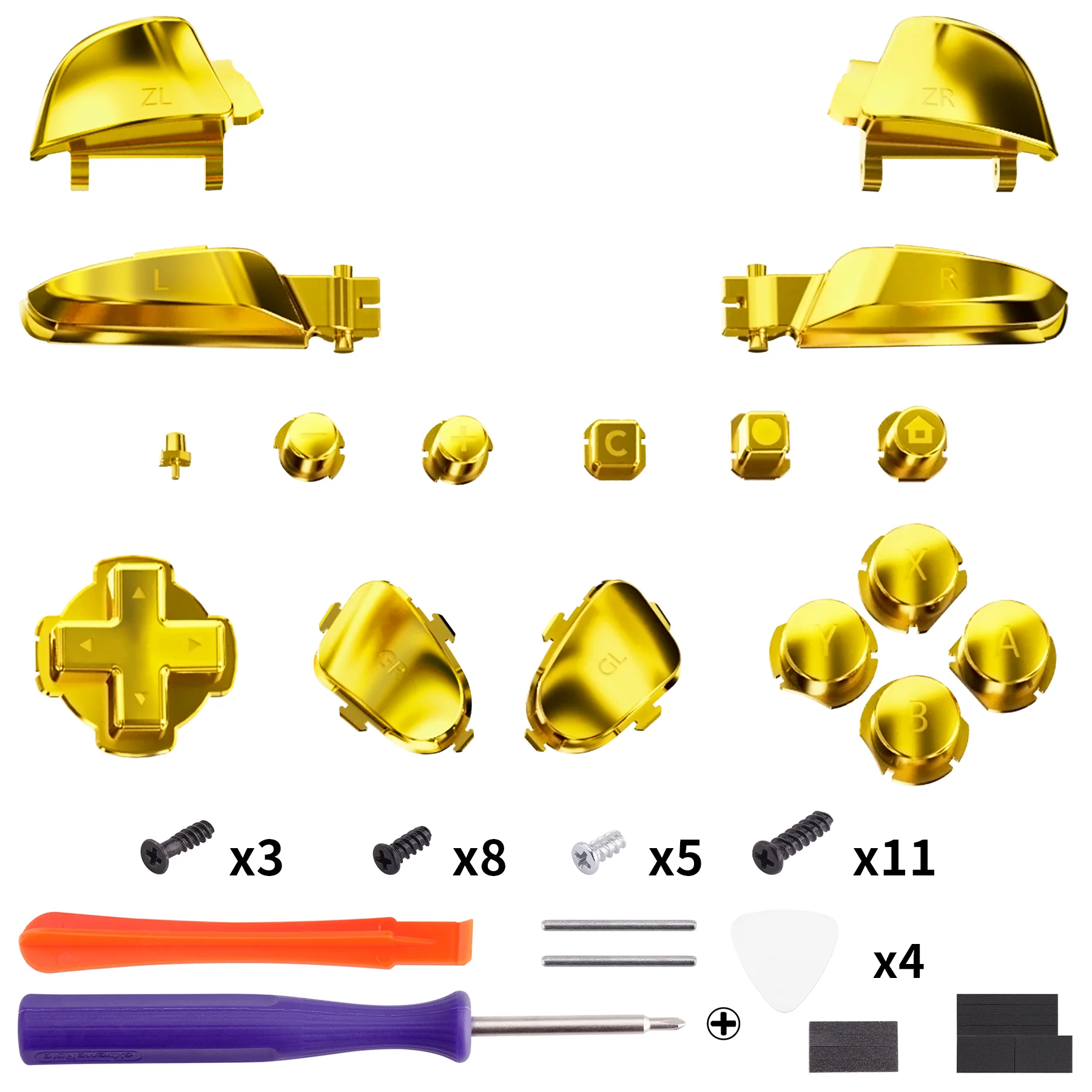 eXtremeRate DIY Replacement Full Set Buttons for Nintendo Switch 2 Pro Controller - Chrome Gold - Image 2