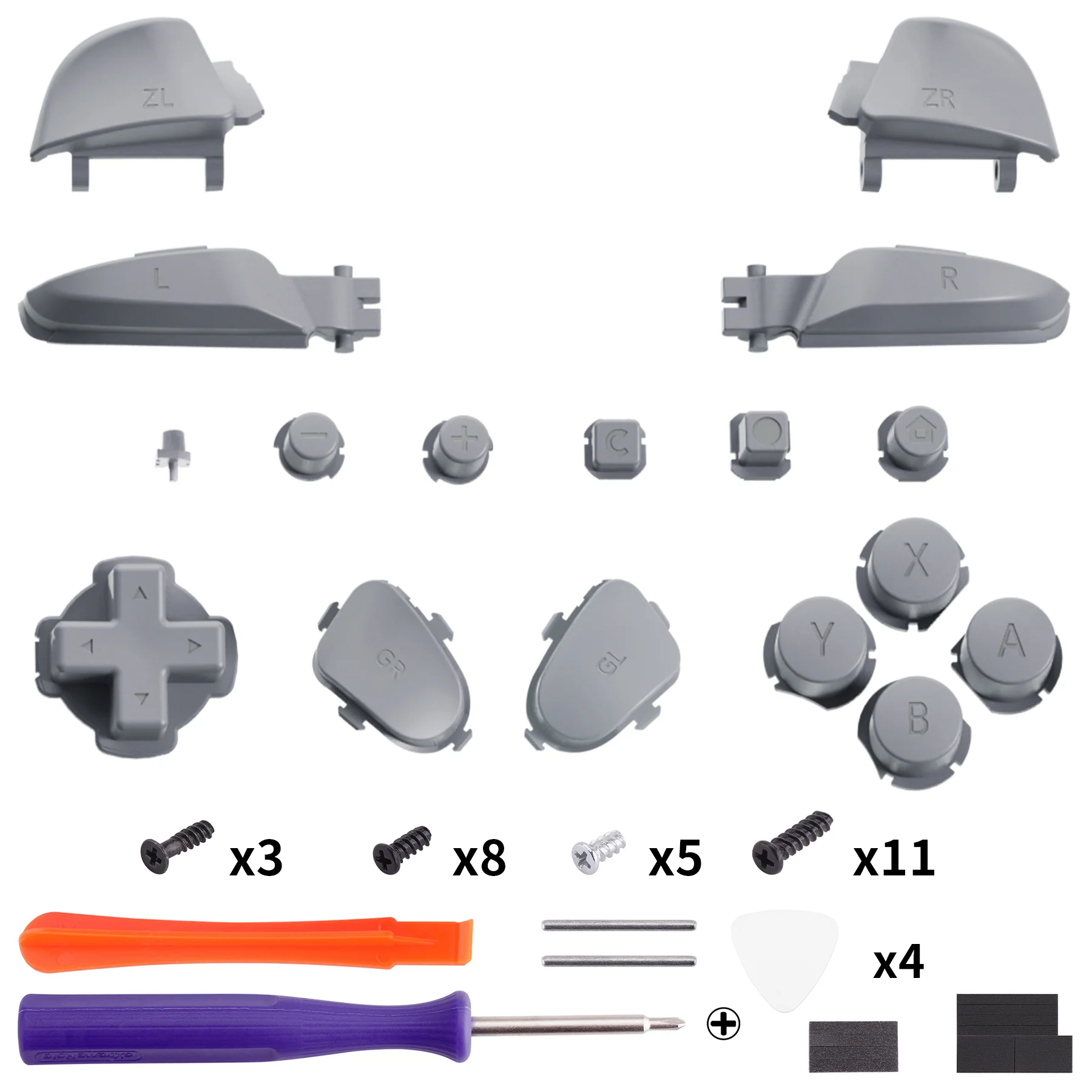 eXtremeRate DIY Replacement Full Set Buttons for Nintendo Switch 2 Pro Controller - New Hope Gray - Image 2