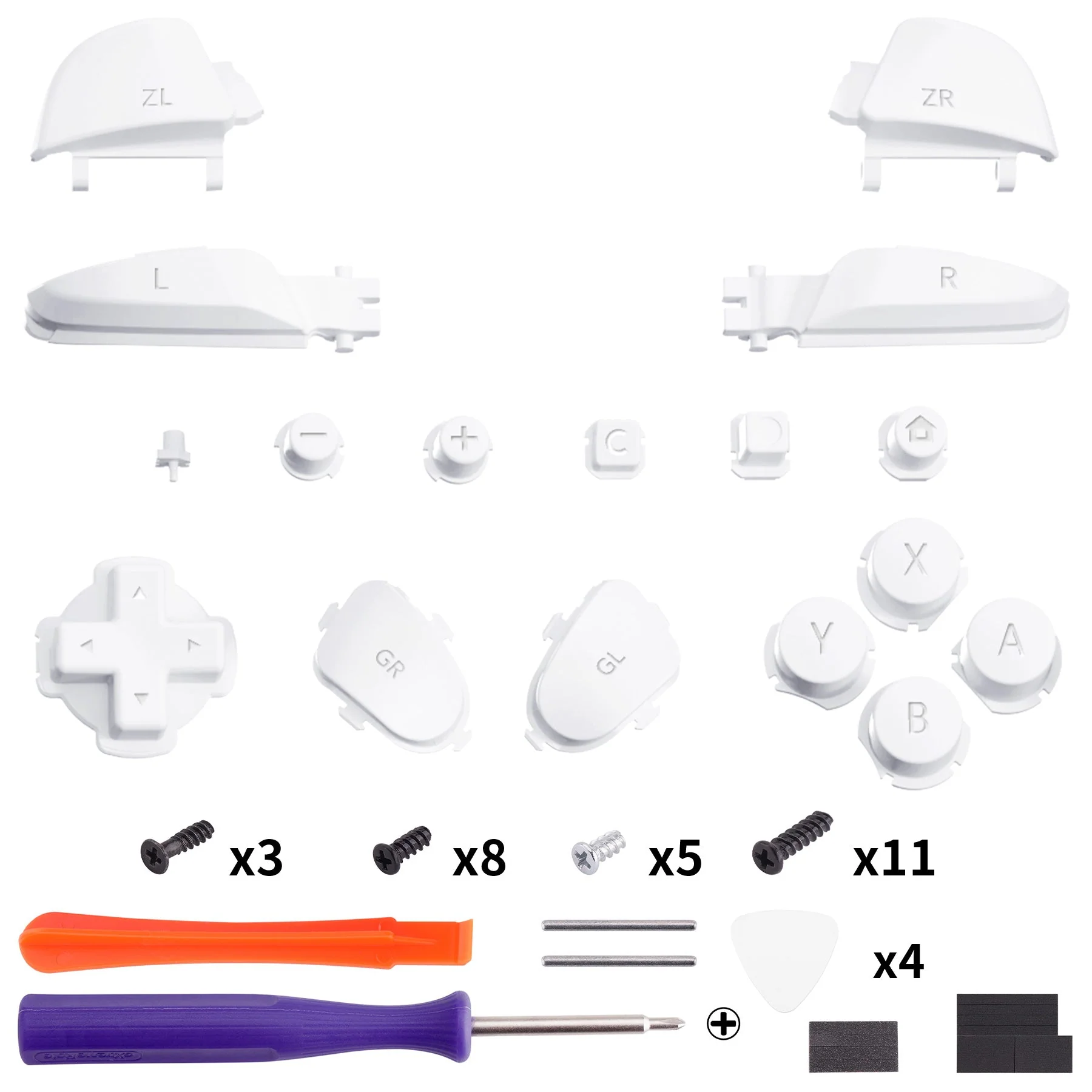 eXtremeRate DIY Replacement Full Set Buttons for Nintendo Switch 2 Pro Controller - White - Image 2