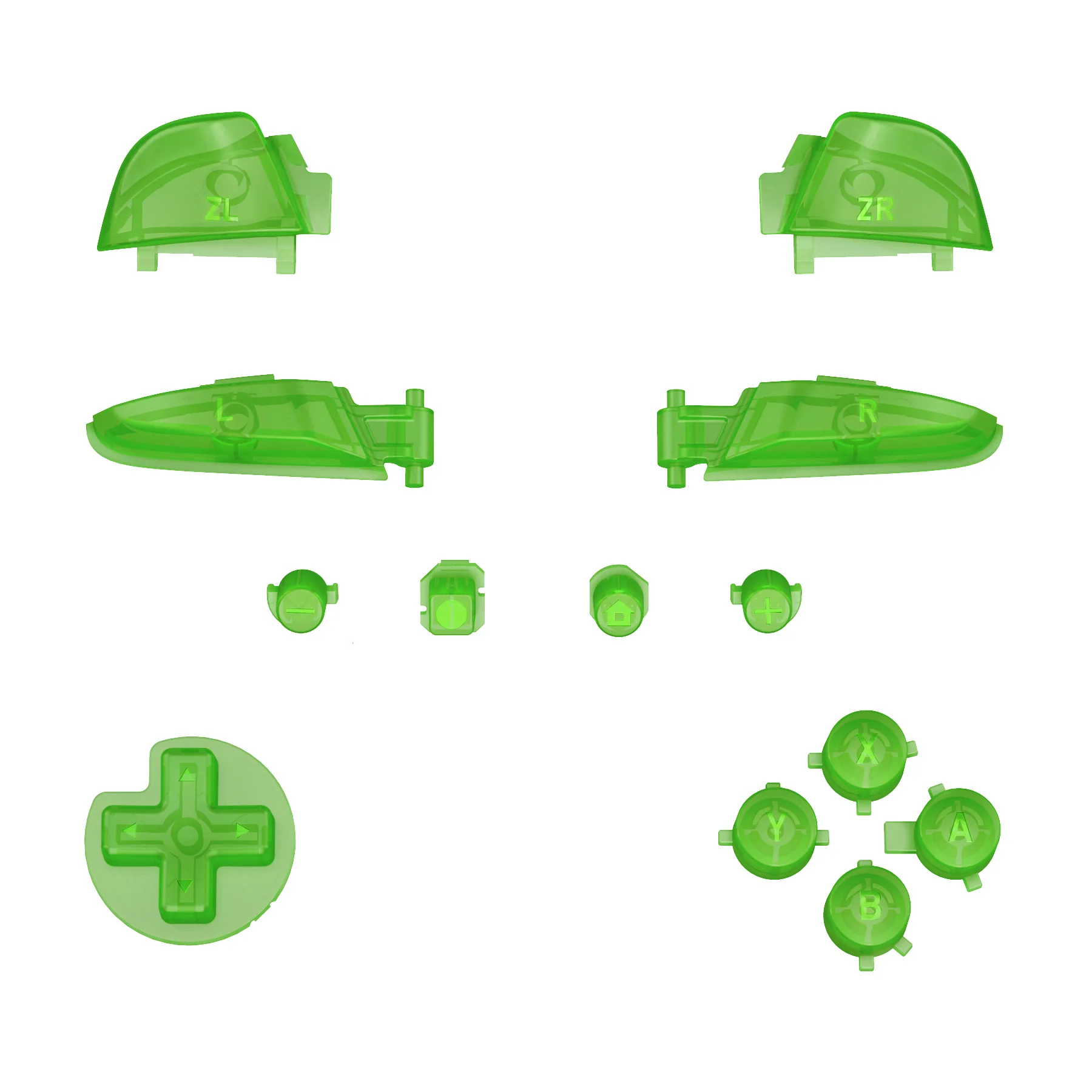 eXtremeRate DIY Replacement Full Set Buttons for Nintendo Switch Pro Controller - Clear Green - Image 2