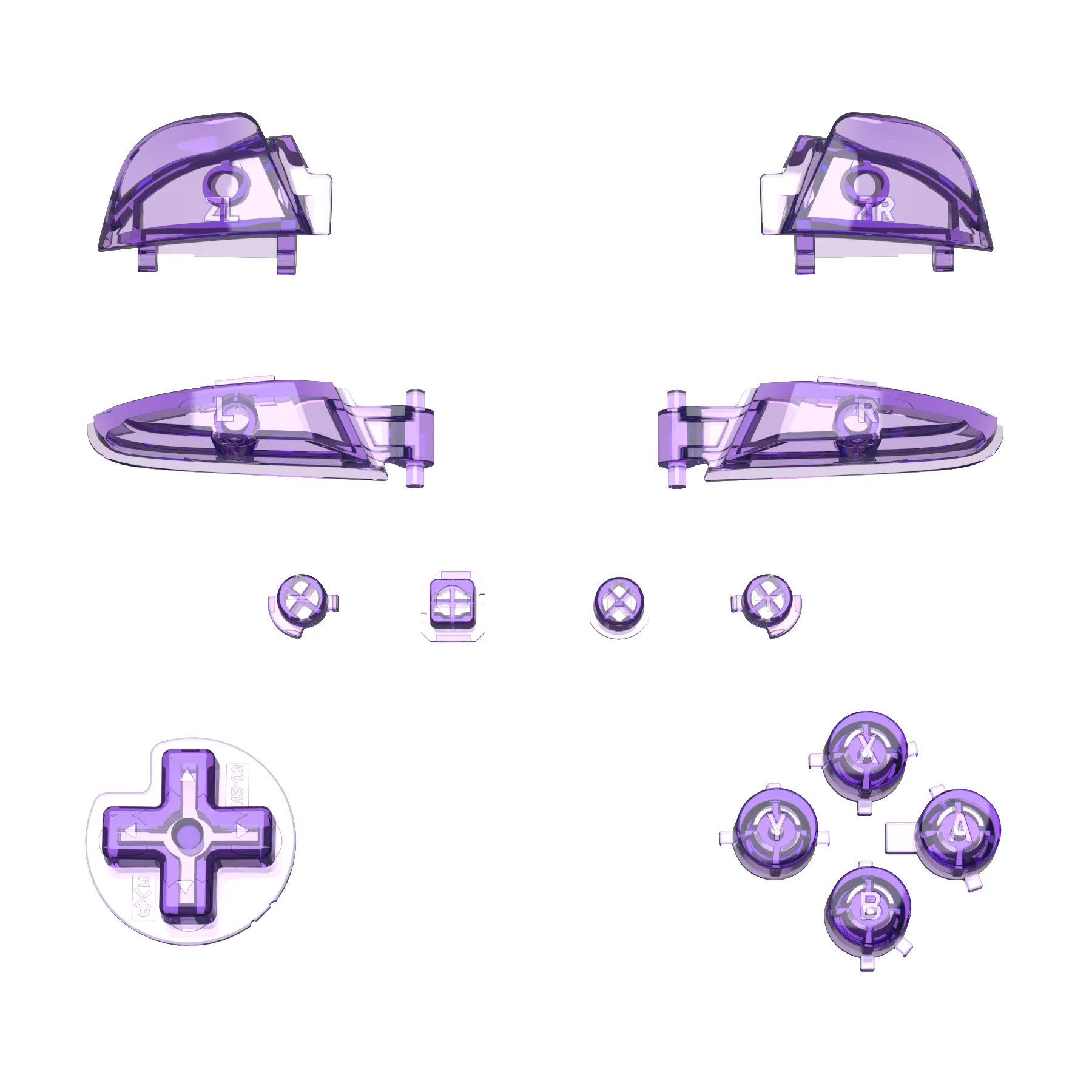 eXtremeRate DIY Replacement Full Set Buttons for Nintendo Switch Pro Controller - Crystal Clear Atomic Purple - Image 2