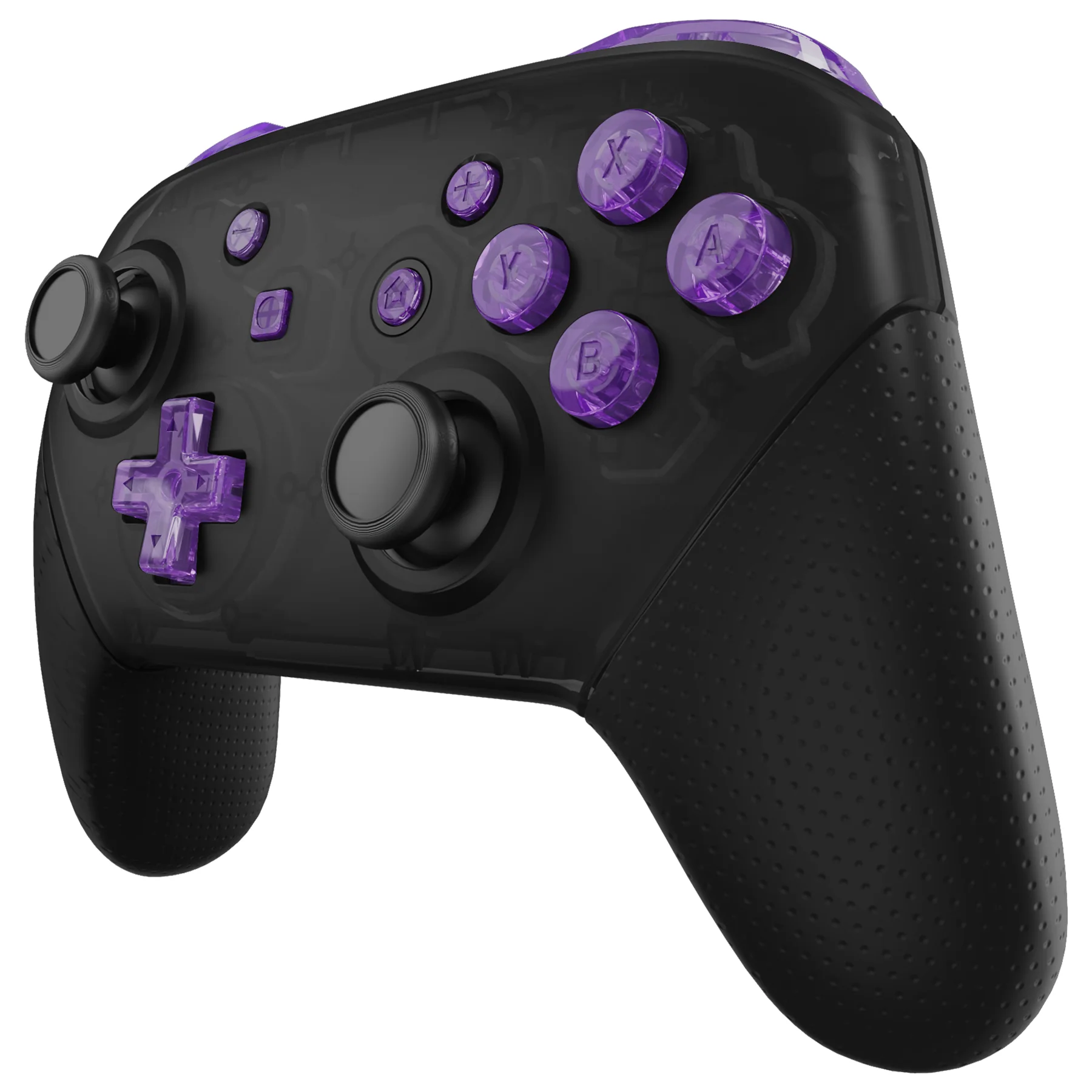 eXtremeRate DIY Replacement Full Set Buttons for Nintendo Switch Pro Controller - Crystal Clear Atomic Purple - Image 4