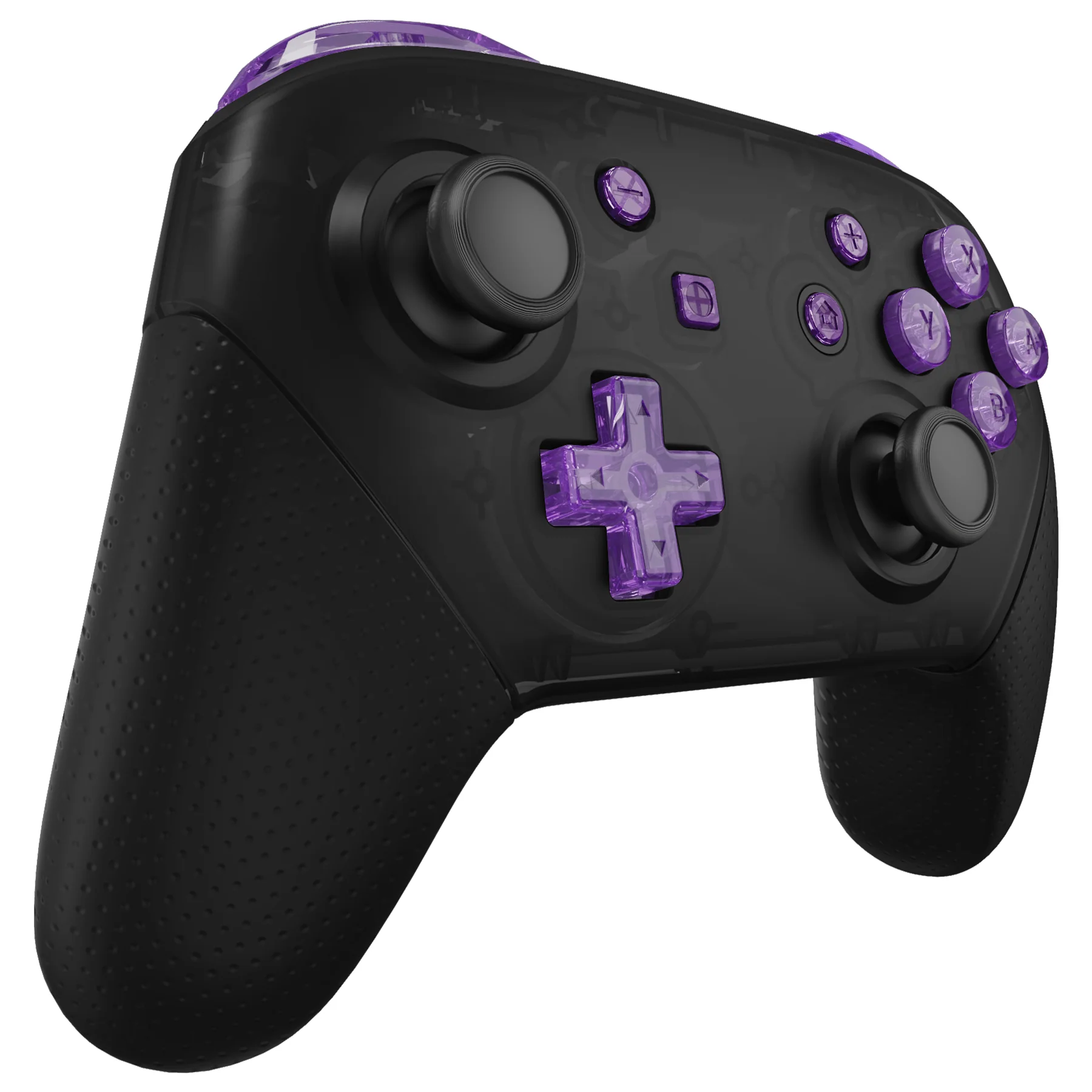 eXtremeRate DIY Replacement Full Set Buttons for Nintendo Switch Pro Controller - Crystal Clear Atomic Purple - Image 5