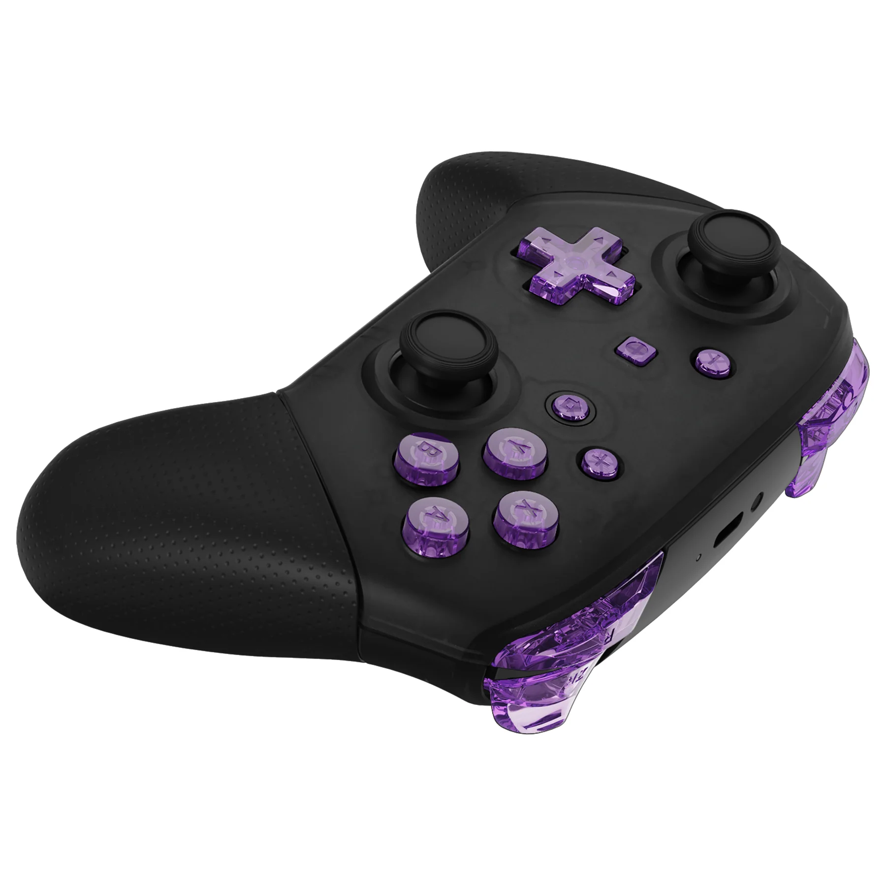 eXtremeRate DIY Replacement Full Set Buttons for Nintendo Switch Pro Controller - Crystal Clear Atomic Purple - Image 7