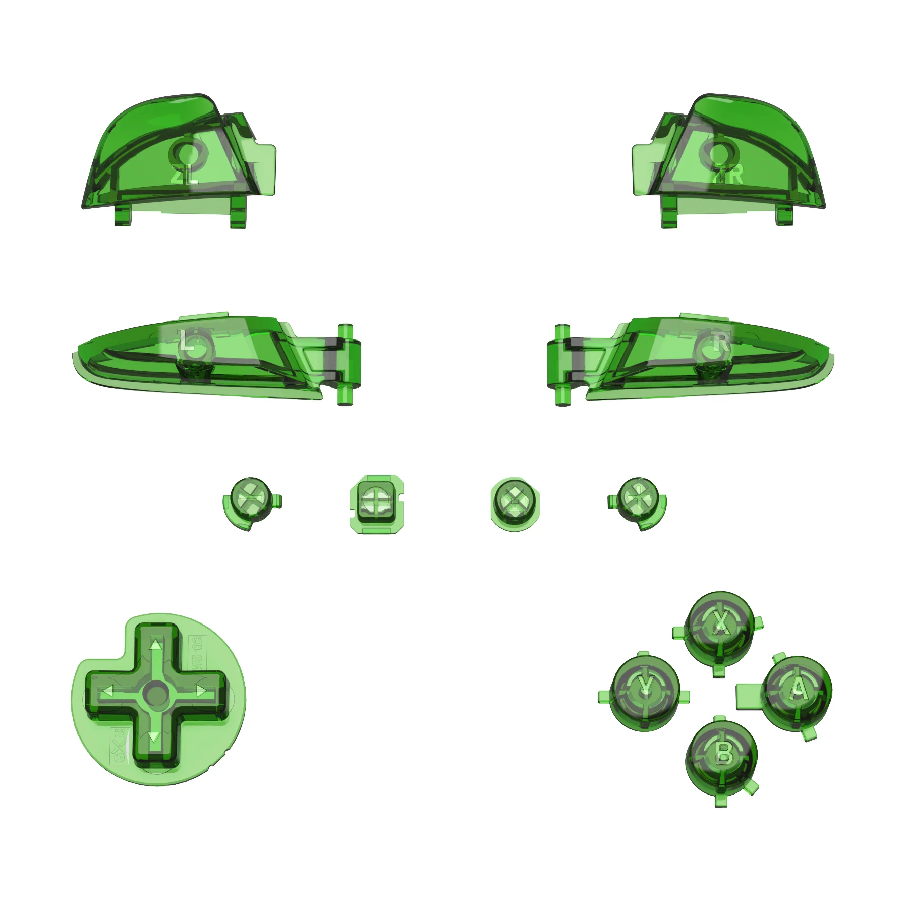 eXtremeRate DIY Replacement Full Set Buttons for Nintendo Switch Pro Controller - Crystal Clear Green - Image 2