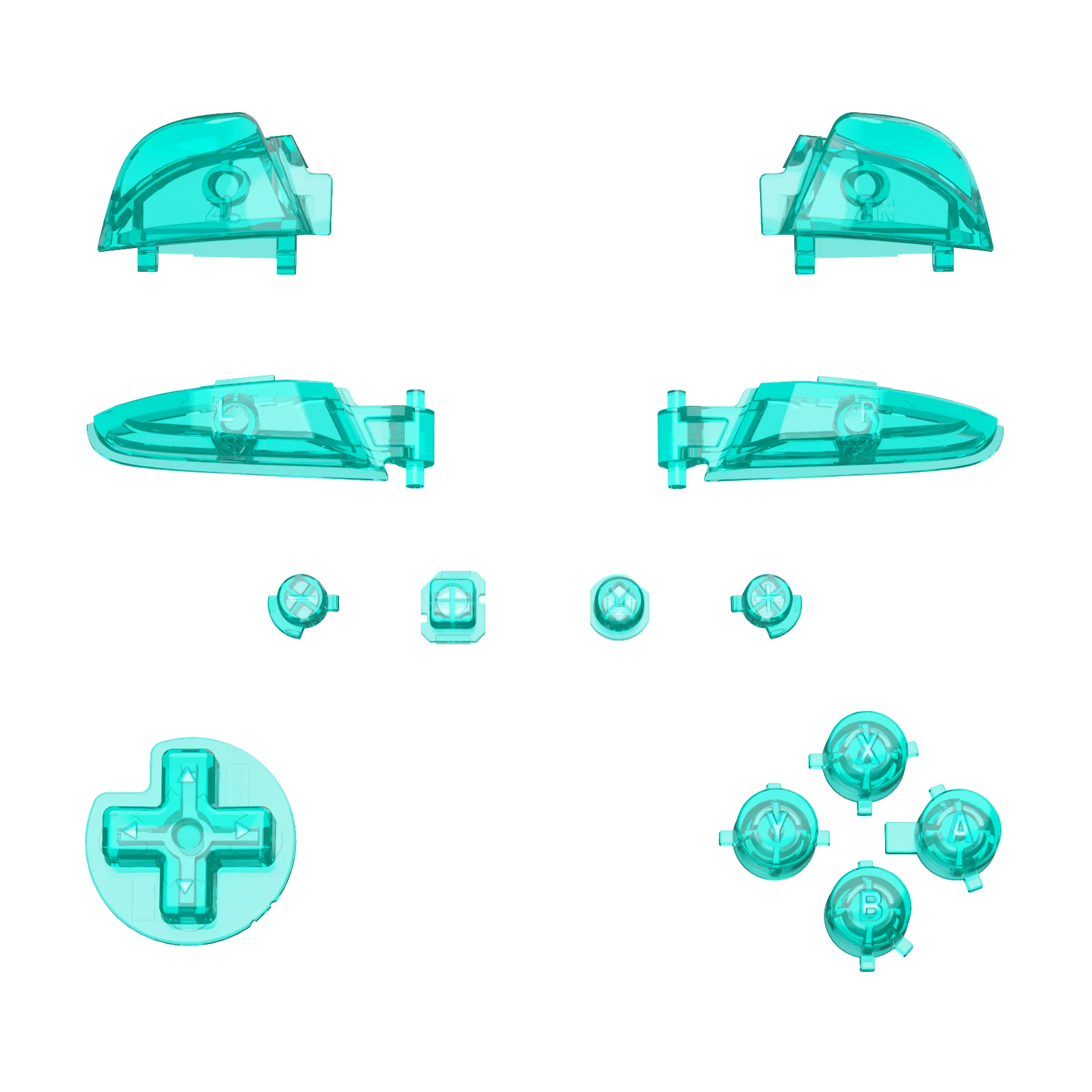 eXtremeRate DIY Replacement Full Set Buttons for Nintendo Switch Pro Controller - Crystal Emerald Green - Image 2