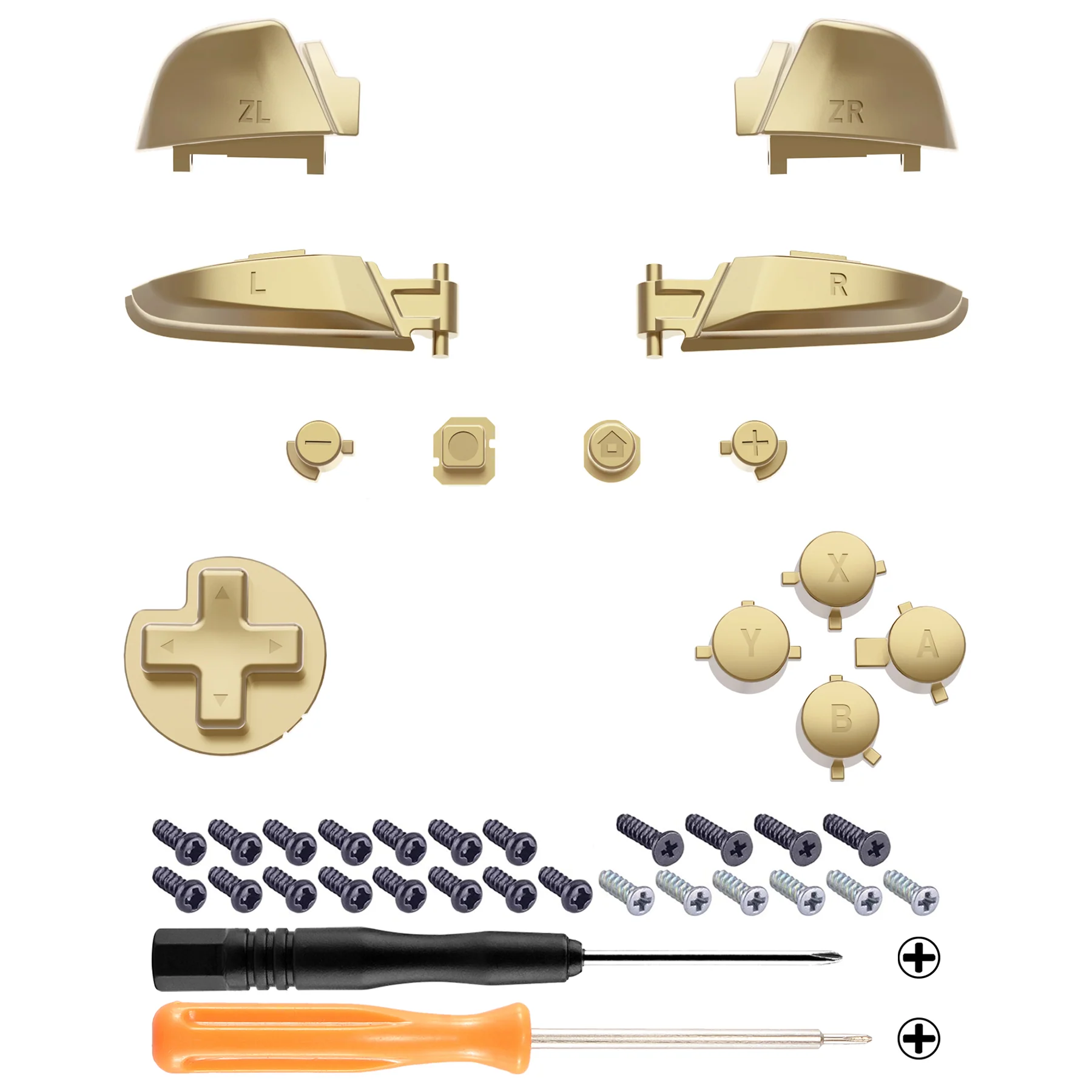 eXtremeRate DIY Replacement Full Set Buttons for Nintendo Switch Pro Controller - Metallic Champagne Gold - Image 2