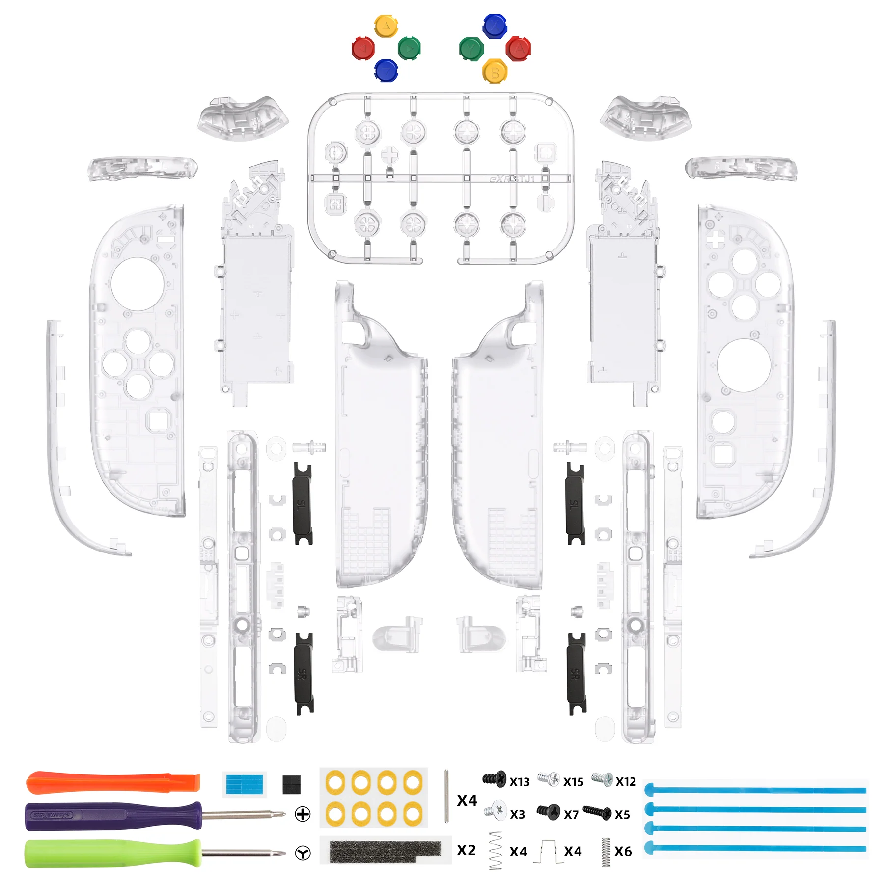 eXtremeRate DIY Replacement Full Set Shell Case with Buttons for Joycon 2 of Nintendo Switch 2 - Deluxe Version - Clear - Image 2