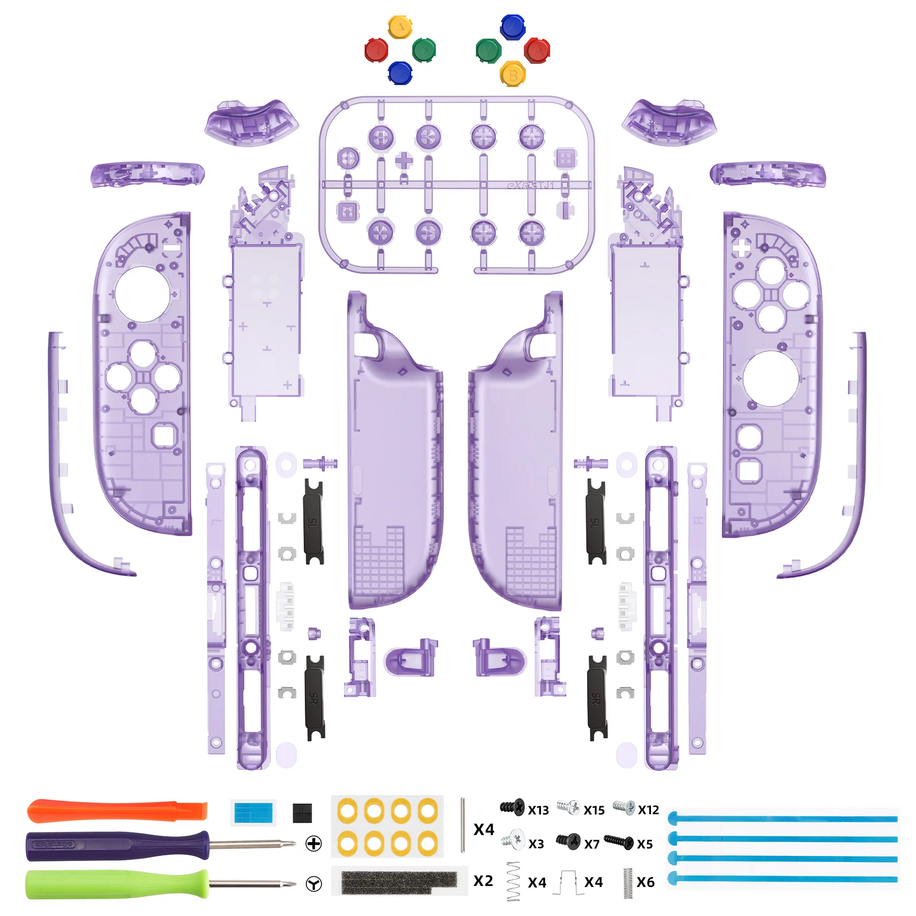 eXtremeRate DIY Replacement Full Set Shell Case with Buttons for Joycon 2 of Nintendo Switch 2 - Deluxe Version - Clear Atomic Purple - Image 2