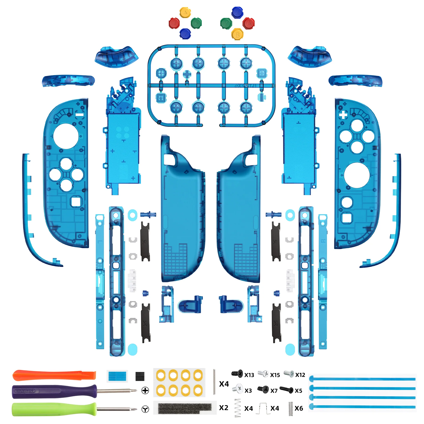 eXtremeRate DIY Replacement Full Set Shell Case with Buttons for Joycon 2 of Nintendo Switch 2 - Deluxe Version - Clear Blue - Image 2