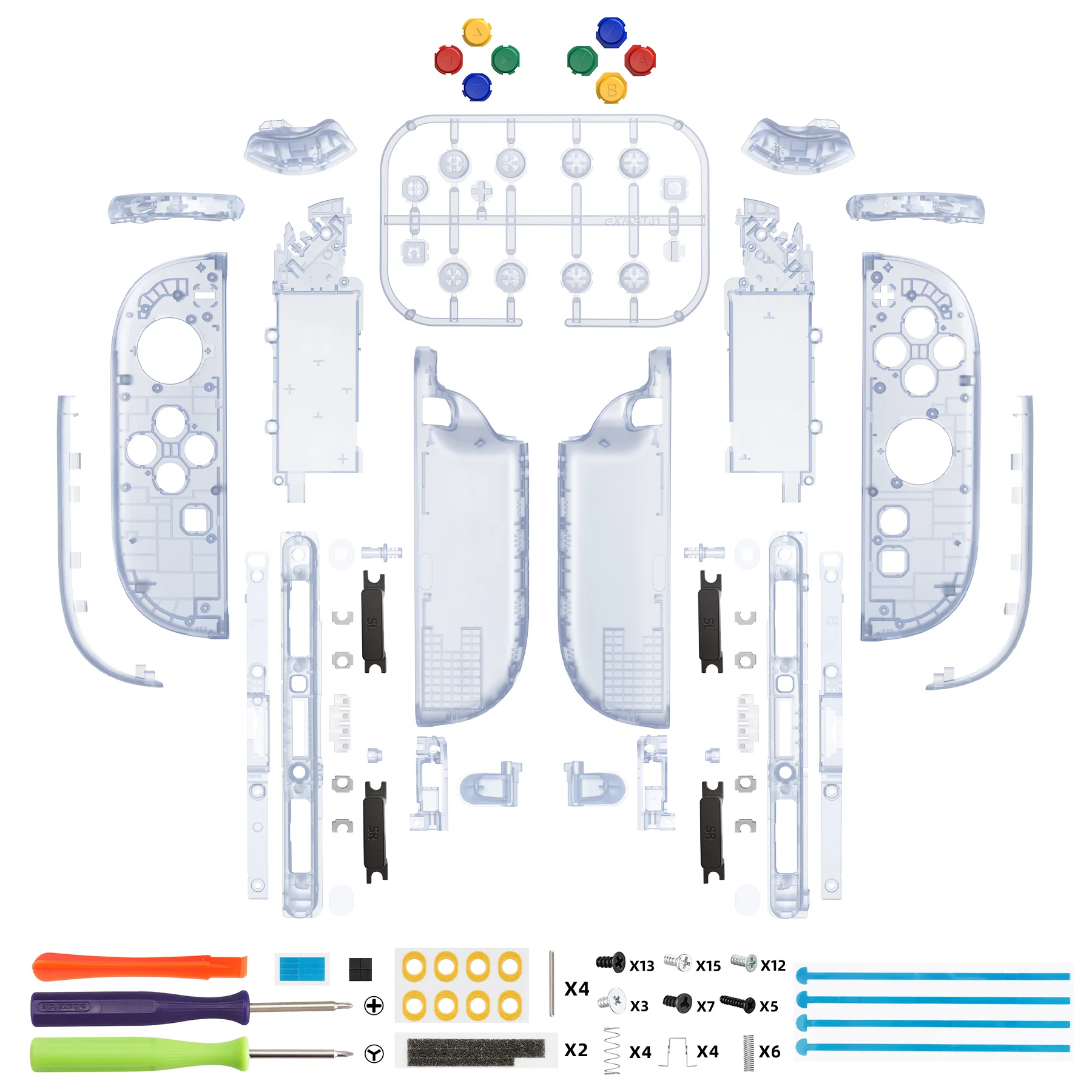 eXtremeRate DIY Replacement Full Set Shell Case with Buttons for Joycon 2 of Nintendo Switch 2 - Deluxe Version - Clear Glacier Blue - Image 2