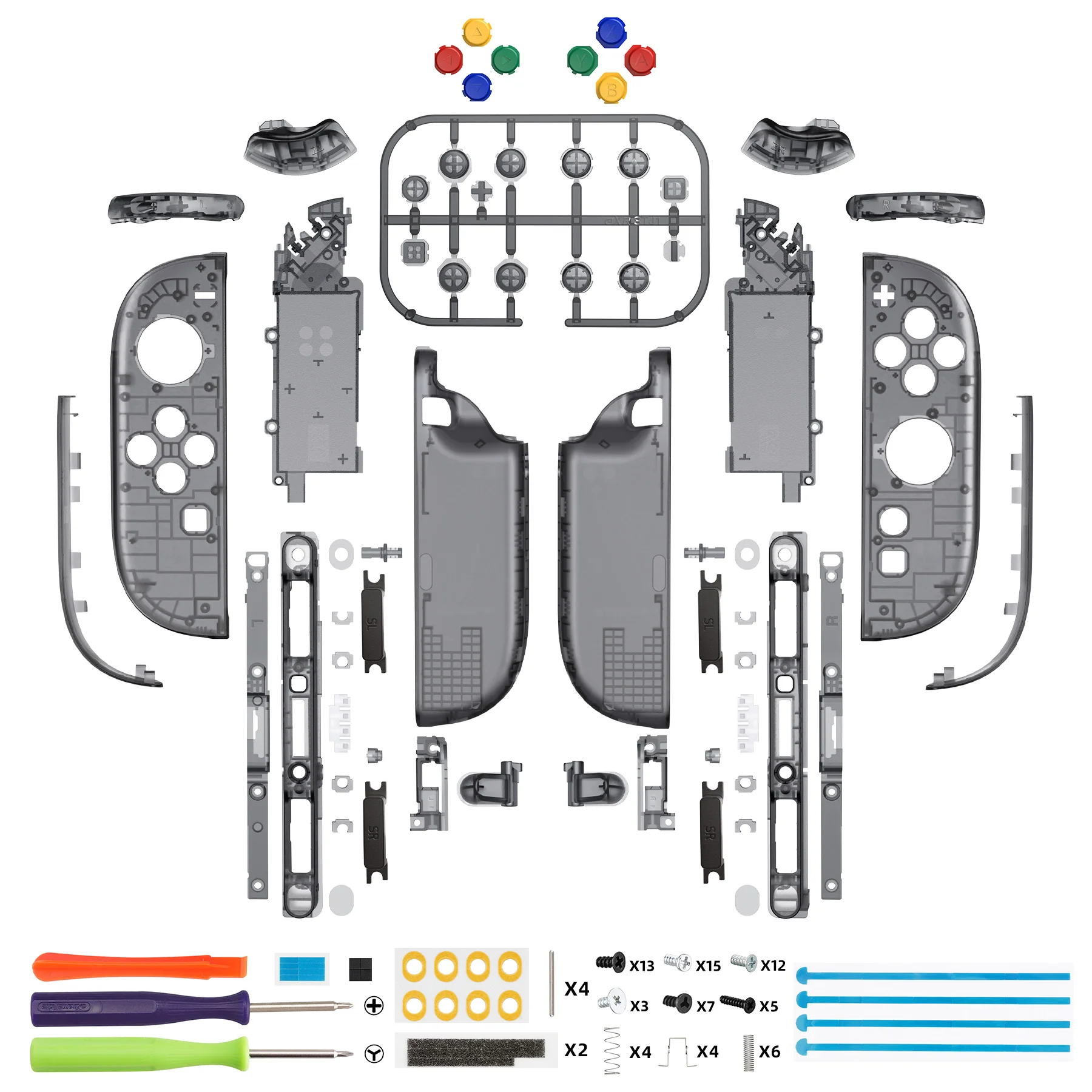 eXtremeRate DIY Replacement Full Set Shell Case with Buttons for Joycon 2 of Nintendo Switch 2 - Deluxe Version - Clear Slate Black - Image 2