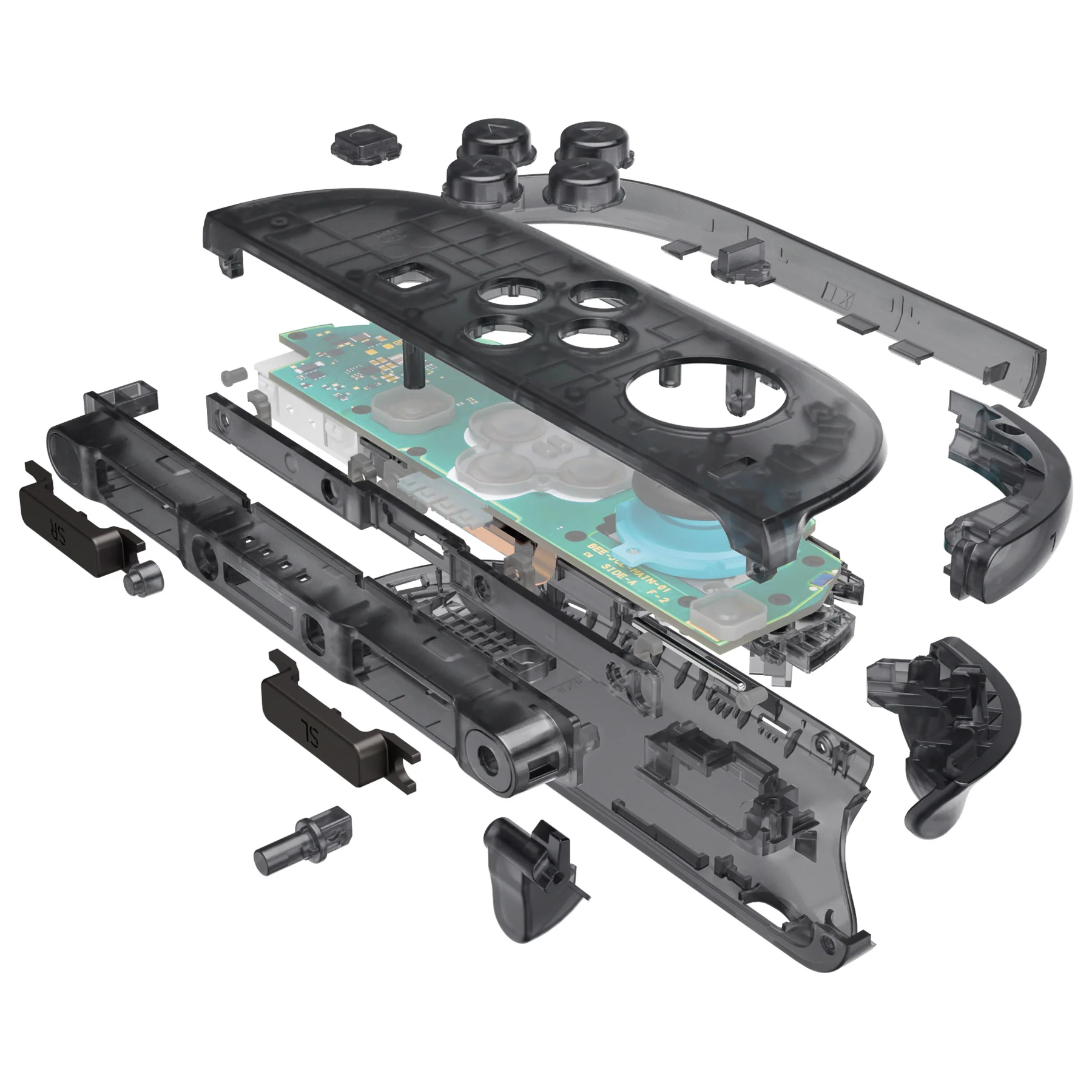 eXtremeRate DIY Replacement Full Set Shell Case with Buttons for Joycon 2 of Nintendo Switch 2 - Deluxe Version - Clear Slate Black - Image 6