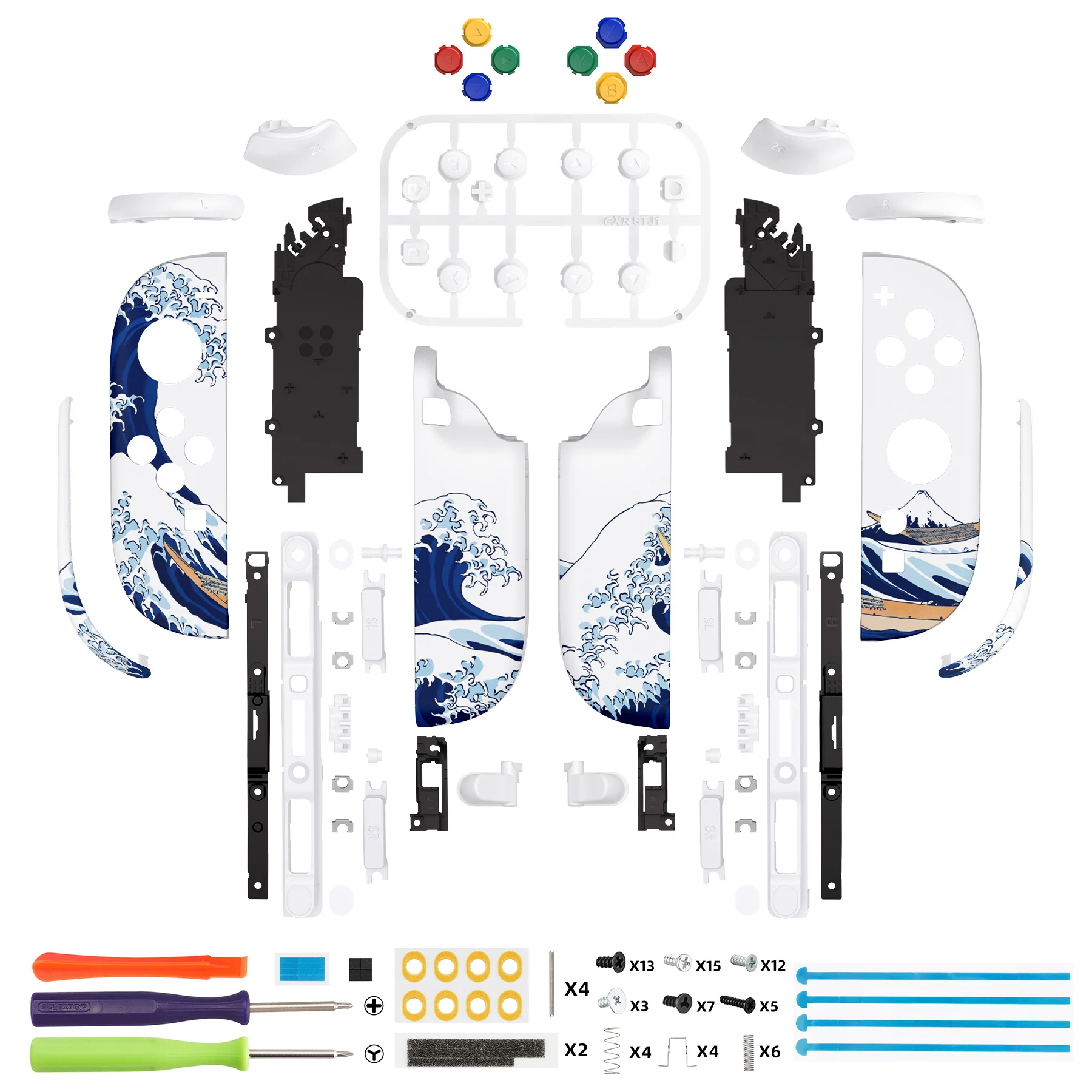 eXtremeRate DIY Replacement Full Set Shell Case with Buttons for Joycon 2 of Nintendo Switch 2 - Deluxe Version - The Great Wave - Image 2