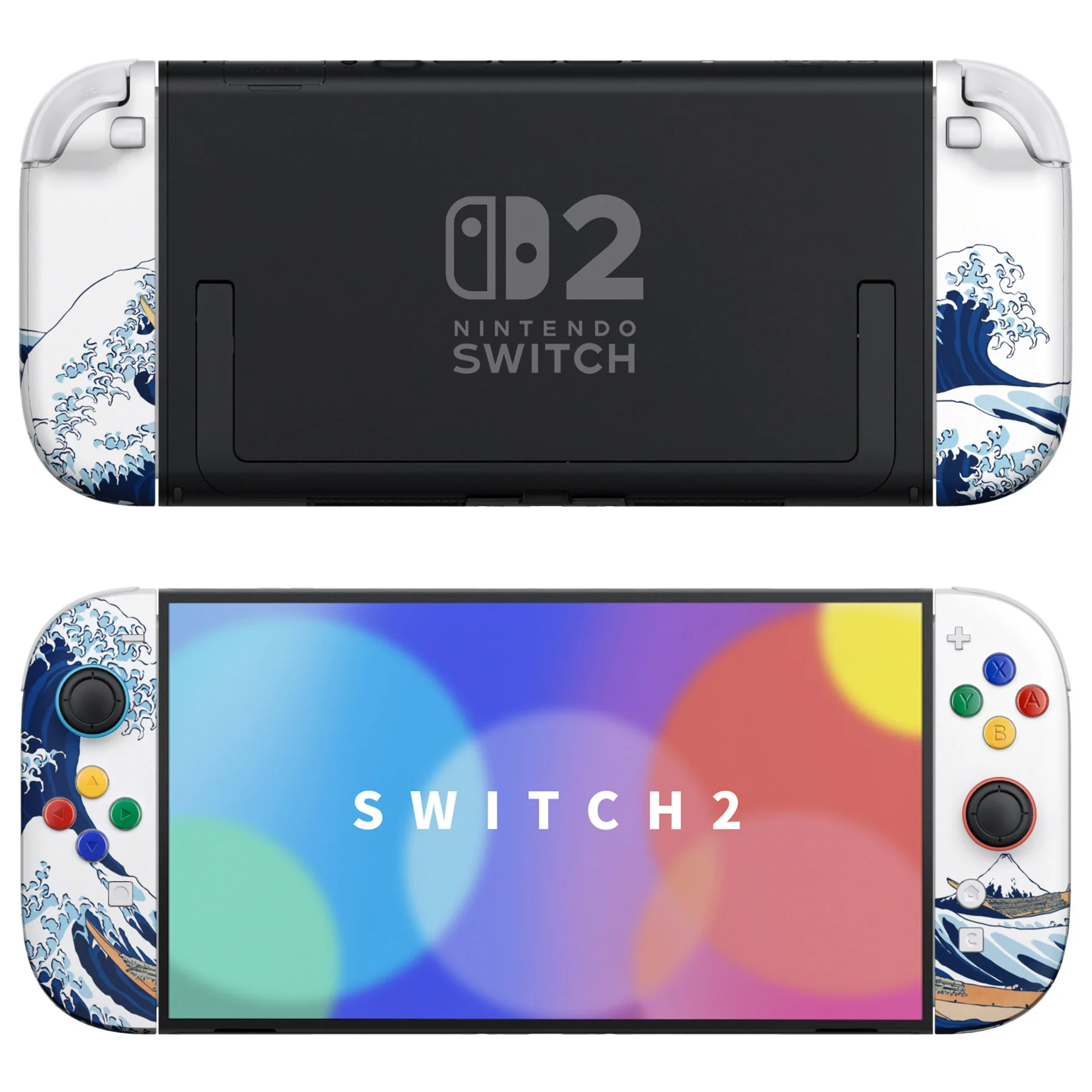 eXtremeRate DIY Replacement Full Set Shell Case with Buttons for Joycon 2 of Nintendo Switch 2 - Deluxe Version - The Great Wave - Image 3