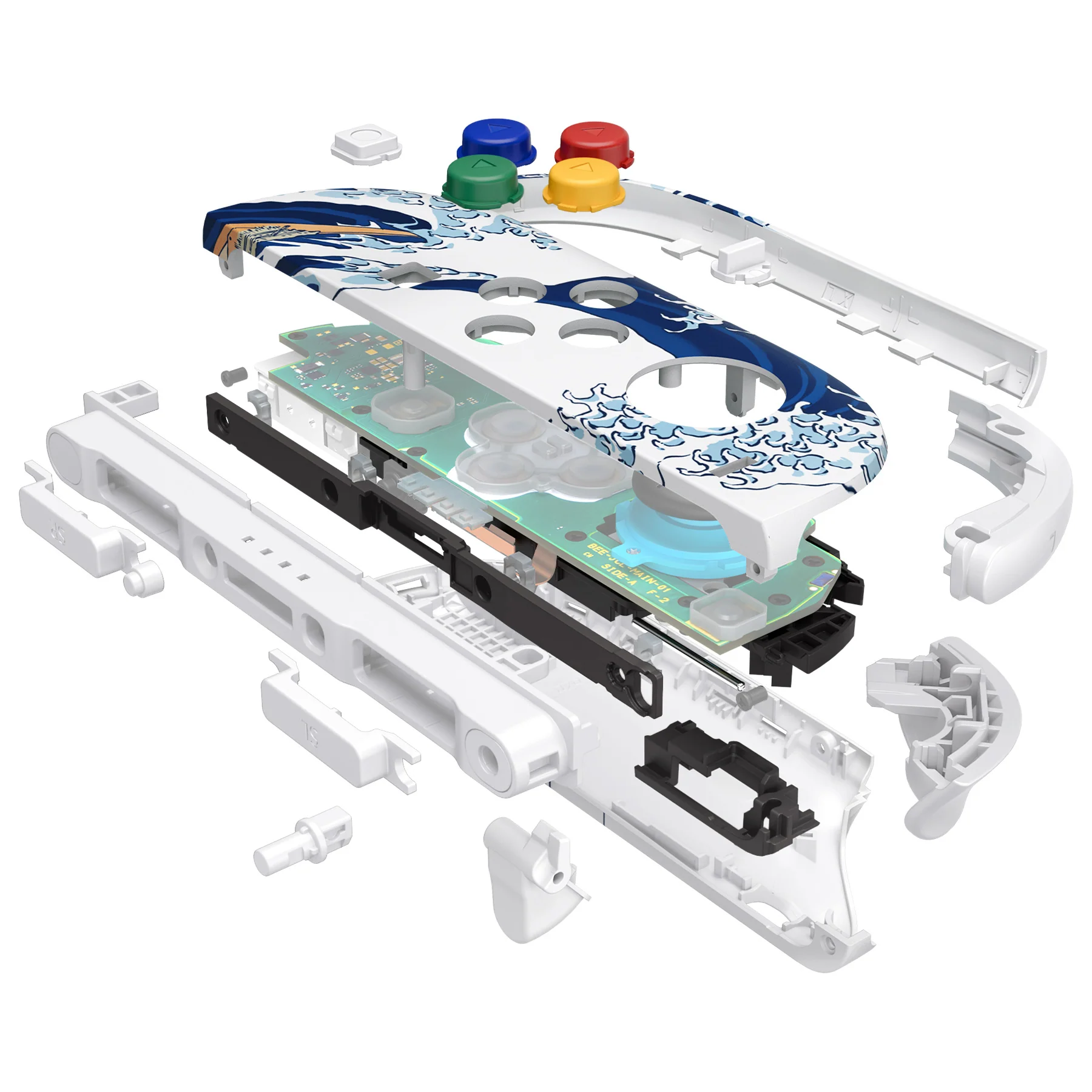 eXtremeRate DIY Replacement Full Set Shell Case with Buttons for Joycon 2 of Nintendo Switch 2 - Deluxe Version - The Great Wave - Image 5