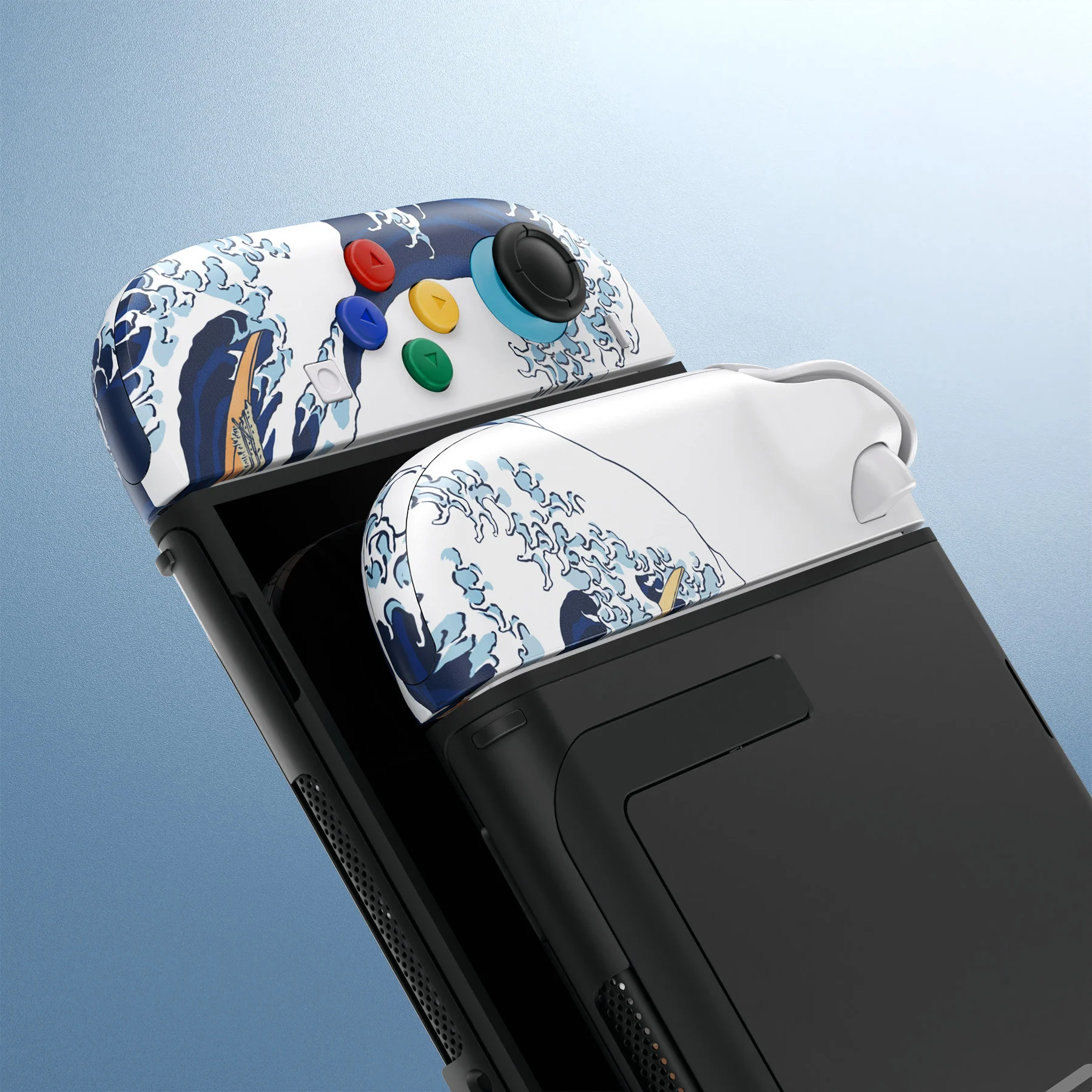 eXtremeRate DIY Replacement Full Set Shell Case with Buttons for Joycon 2 of Nintendo Switch 2 - Deluxe Version - The Great Wave - Image 9