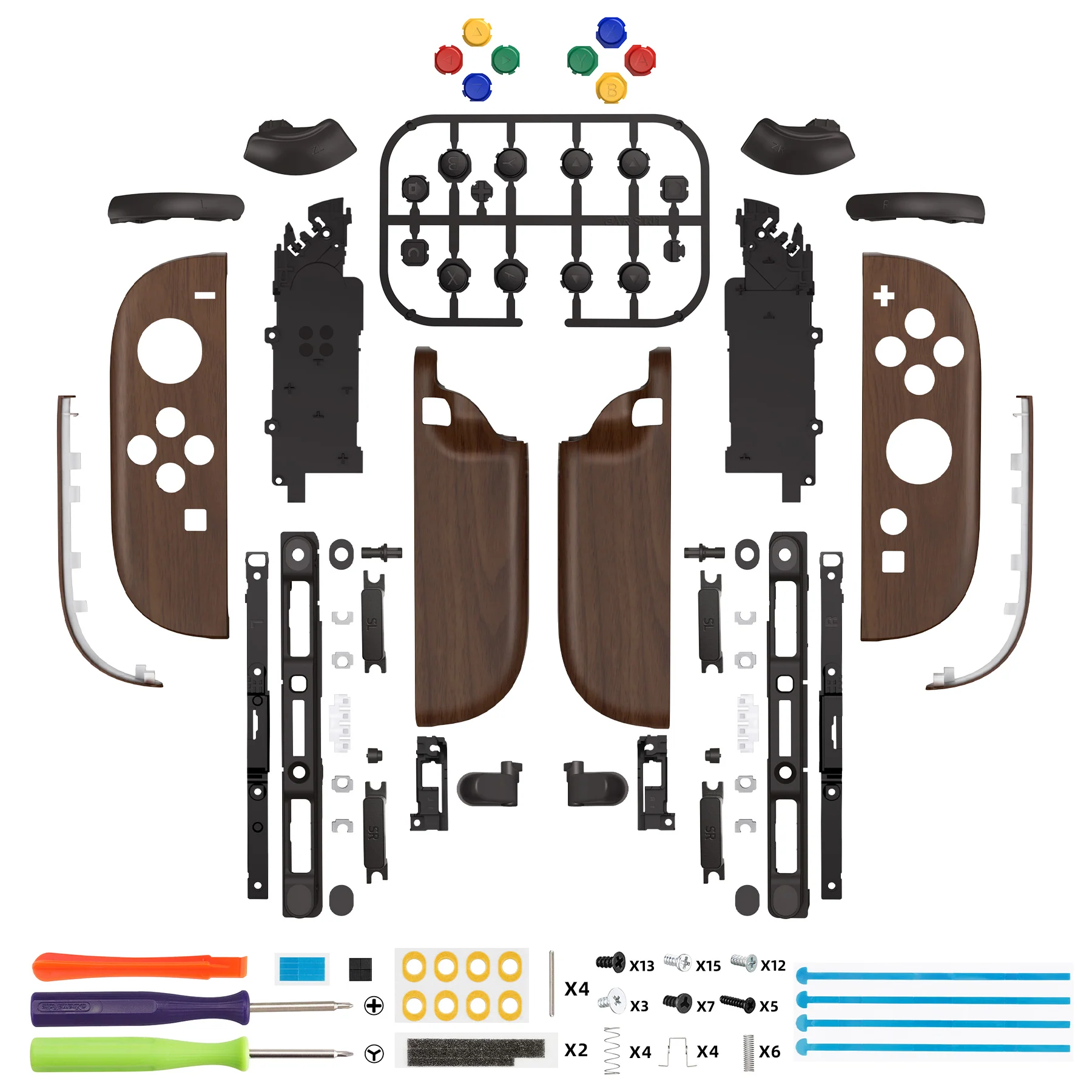 eXtremeRate DIY Replacement Full Set Shell Case with Buttons for Joycon 2 of Nintendo Switch 2 - Deluxe Version - Wood Grain - Image 2