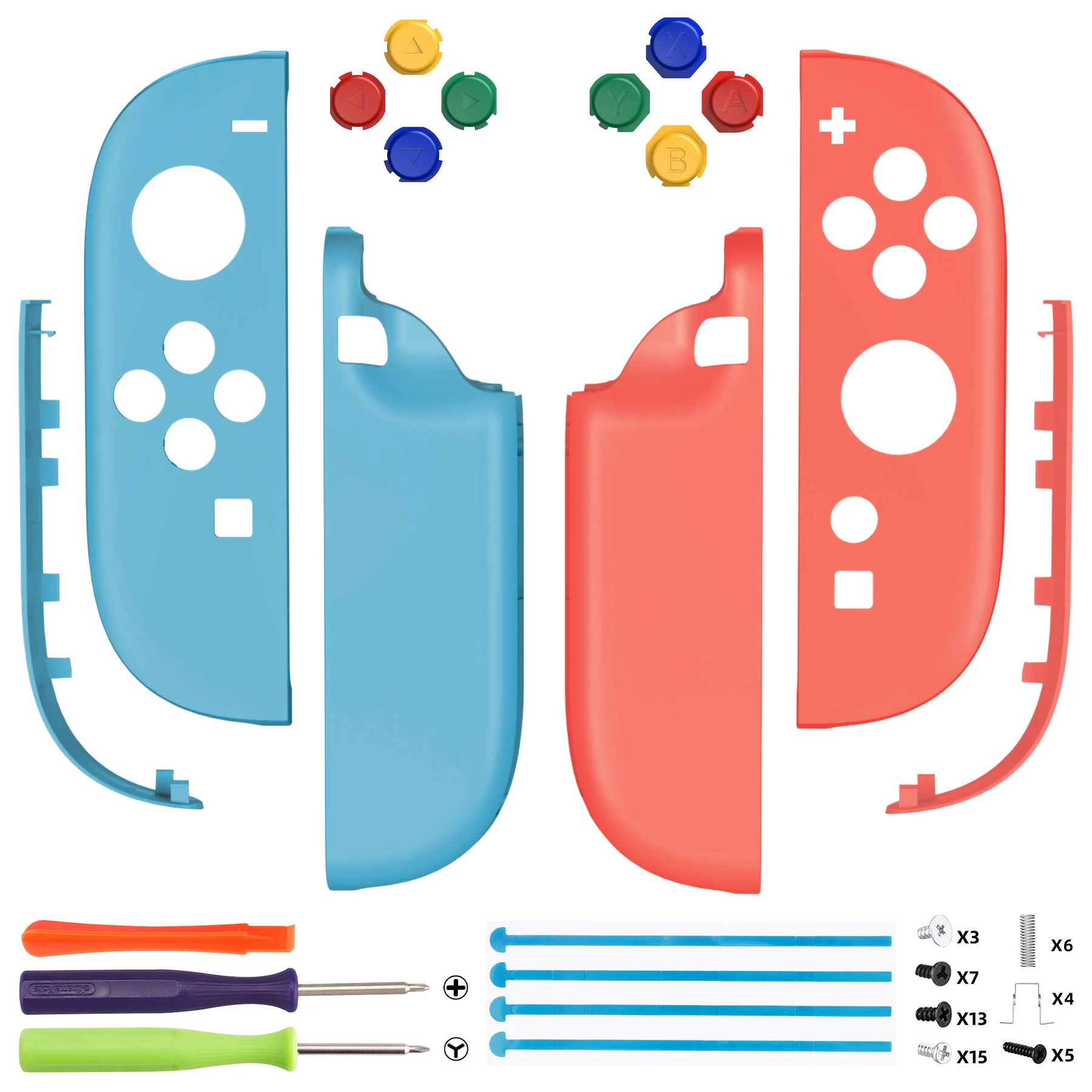 eXtremeRate DIY Replacement Full Set Shell Case with Buttons for Joycon 2 of Nintendo Switch 2 - Essence Version - Blue & Orange - Image 2