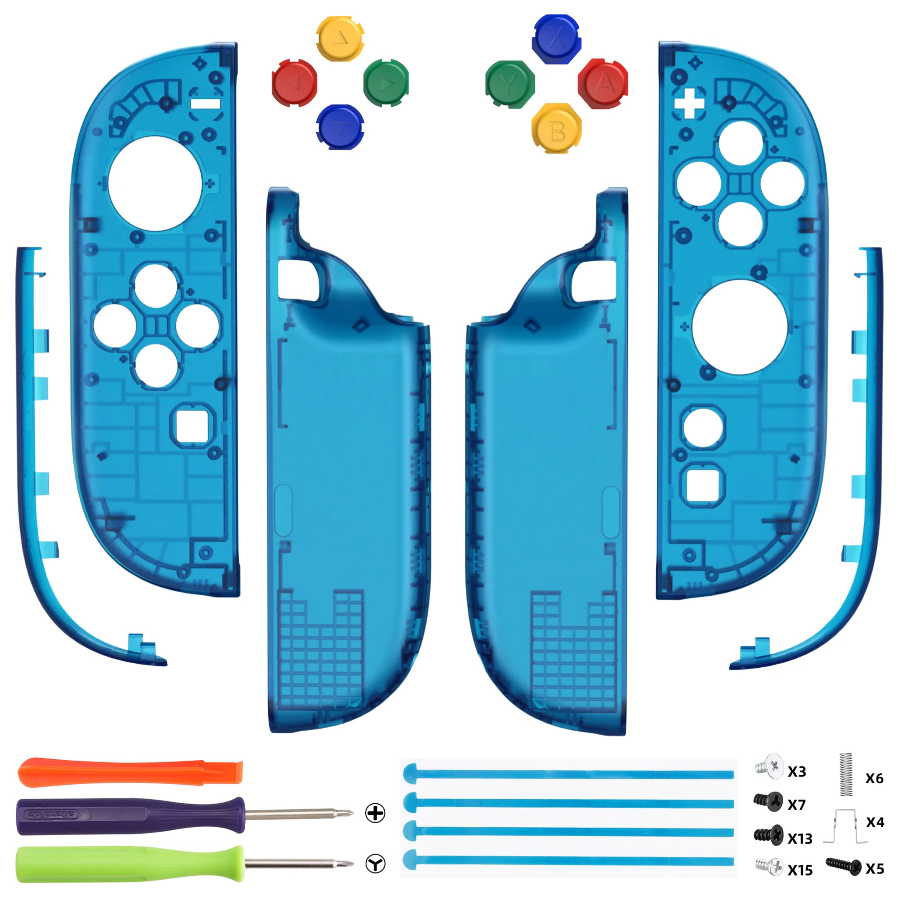 eXtremeRate DIY Replacement Full Set Shell Case with Buttons for Joycon 2 of Nintendo Switch 2 - Essence Version - Clear Blue - Image 2