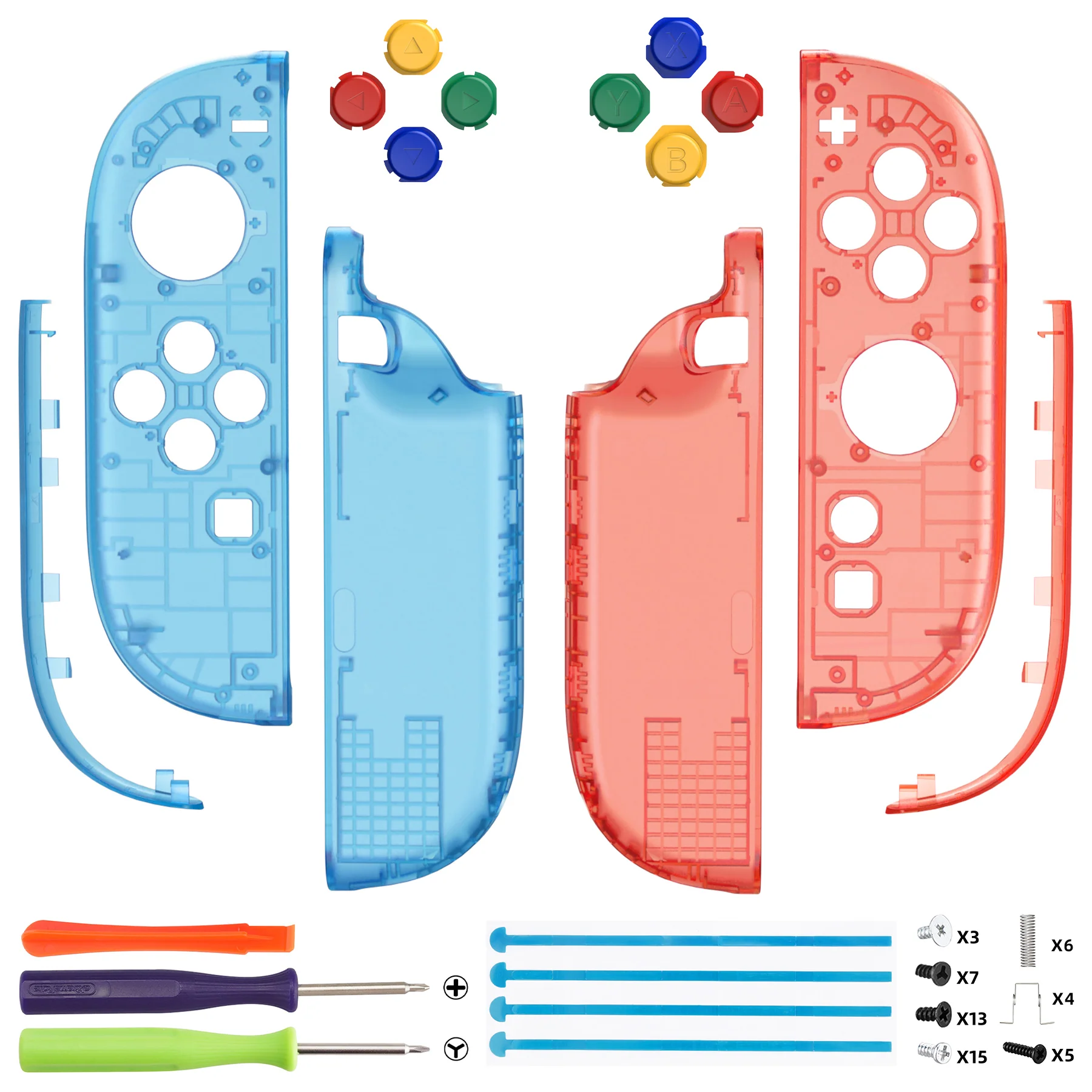 eXtremeRate DIY Replacement Full Set Shell Case with Buttons for Joycon 2 of Nintendo Switch 2 - Essence Version - Clear Blue & Orange - Image 2