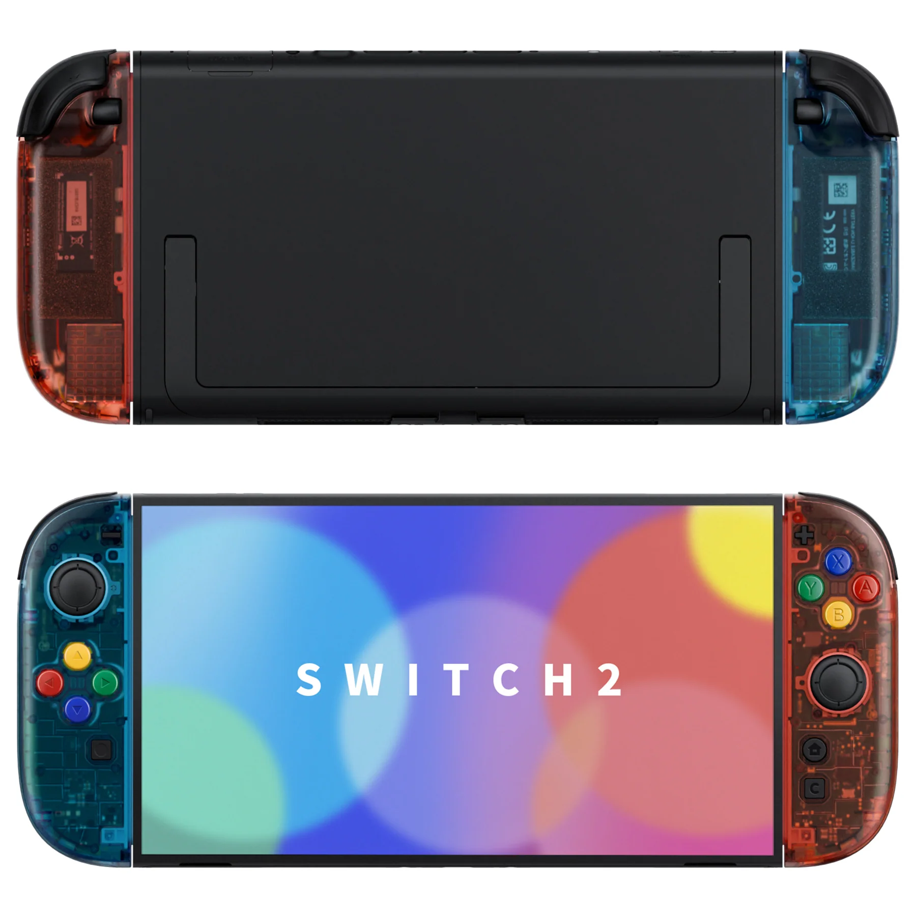eXtremeRate DIY Replacement Full Set Shell Case with Buttons for Joycon 2 of Nintendo Switch 2 - Essence Version - Clear Blue & Orange - Image 3