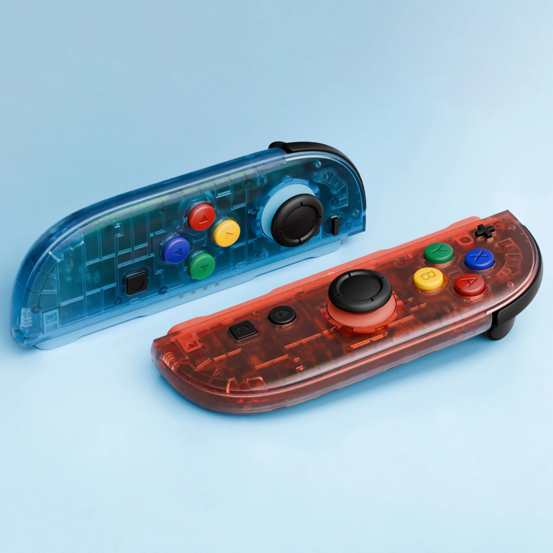 eXtremeRate DIY Replacement Full Set Shell Case with Buttons for Joycon 2 of Nintendo Switch 2 - Essence Version - Clear Blue & Orange - Image 8