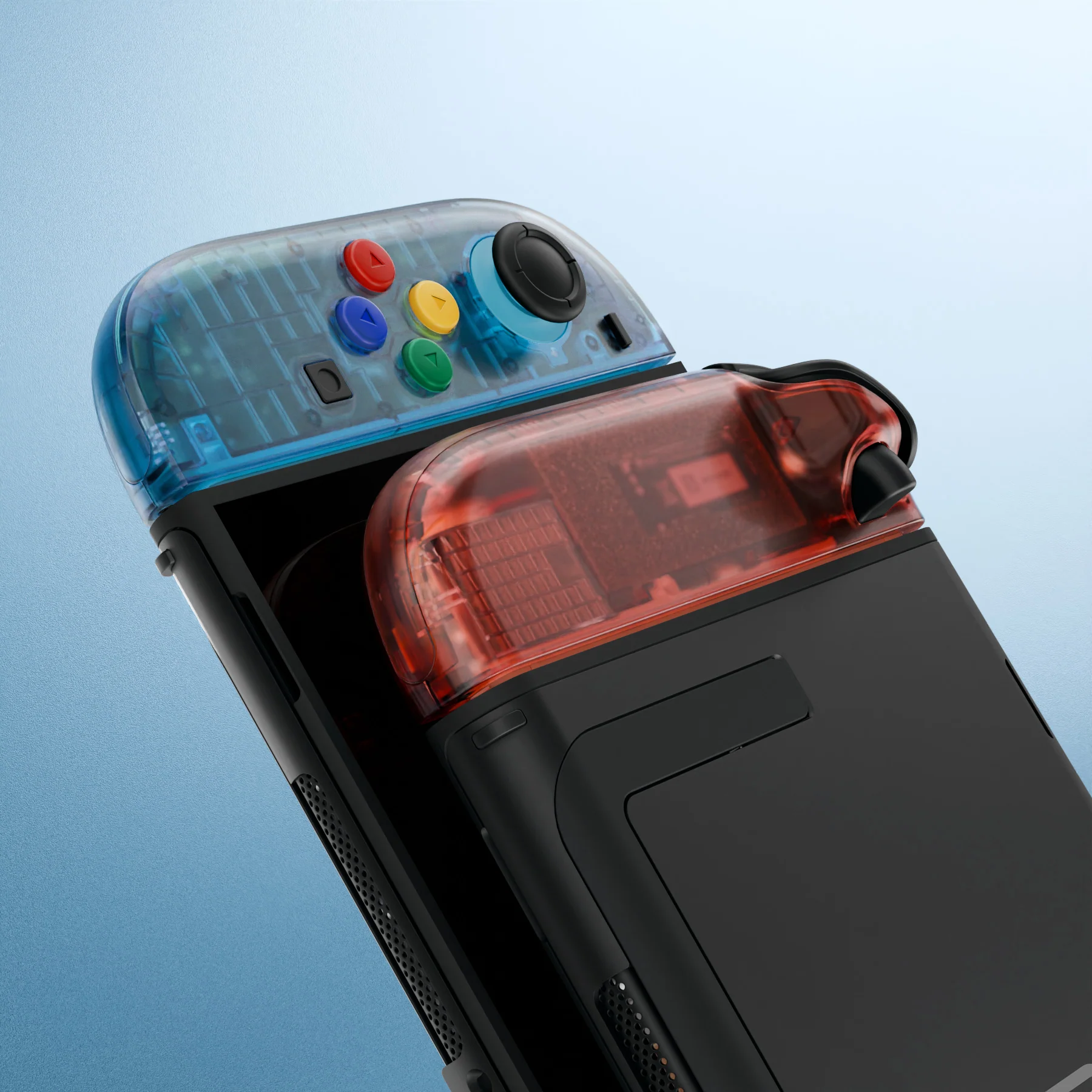 eXtremeRate DIY Replacement Full Set Shell Case with Buttons for Joycon 2 of Nintendo Switch 2 - Essence Version - Clear Blue & Orange - Image 9