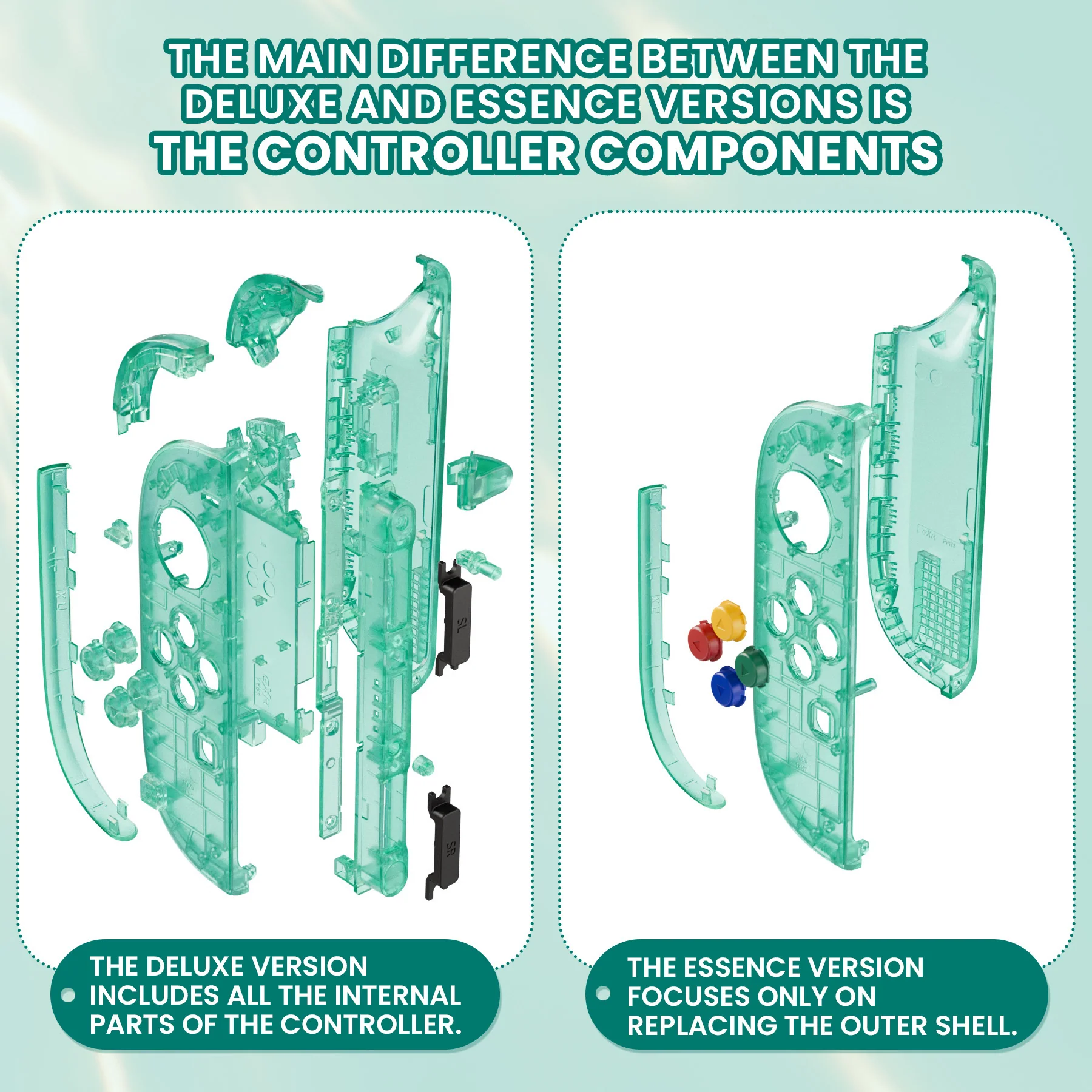 eXtremeRate DIY Replacement Full Set Shell Case with Buttons for Joycon 2 of Nintendo Switch 2 - Essence Version - Emerald Green - Image 3