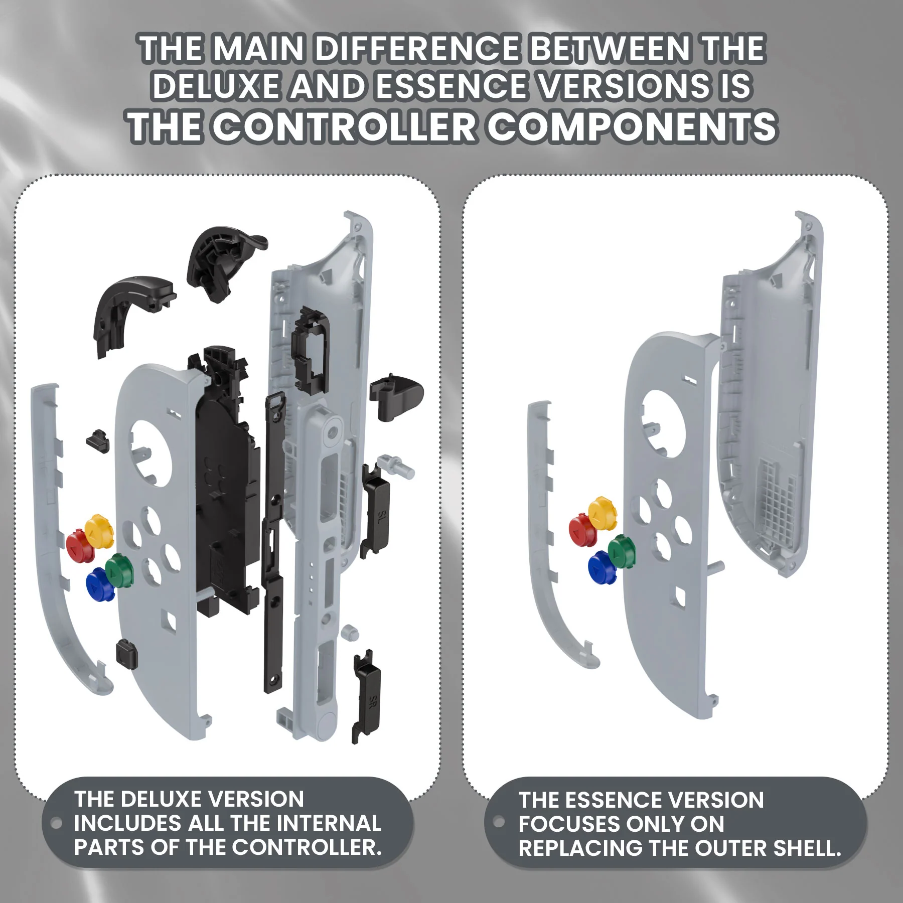eXtremeRate DIY Replacement Full Set Shell Case with Buttons for Joycon 2 of Nintendo Switch 2 - Essence Version - New Hope Gray - Image 3