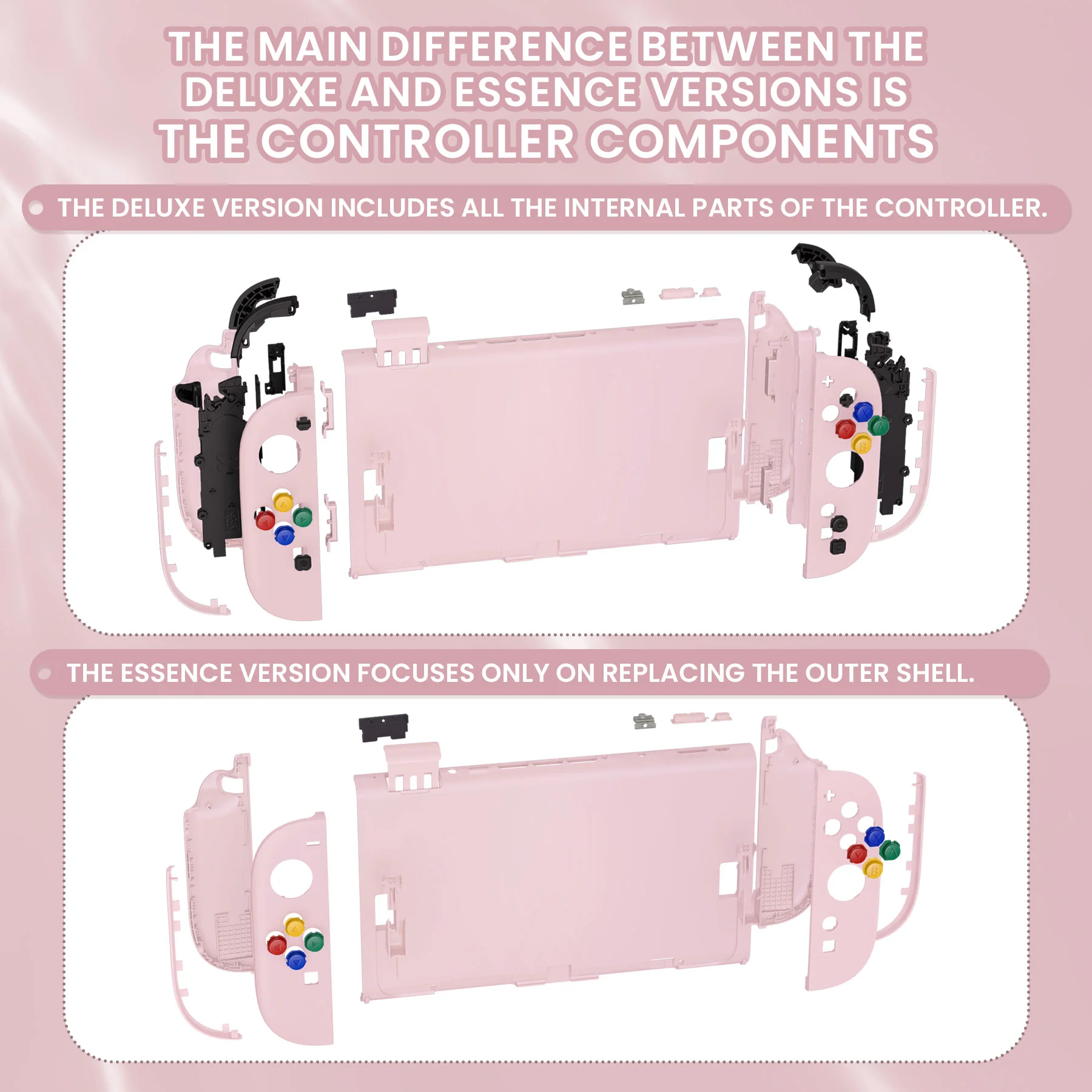 eXtremeRate DIY Replacement Full Set Shells with Buttons for Nintendo Switch 2 - Deluxe Version - Cherry Blossoms Pink - Image 3