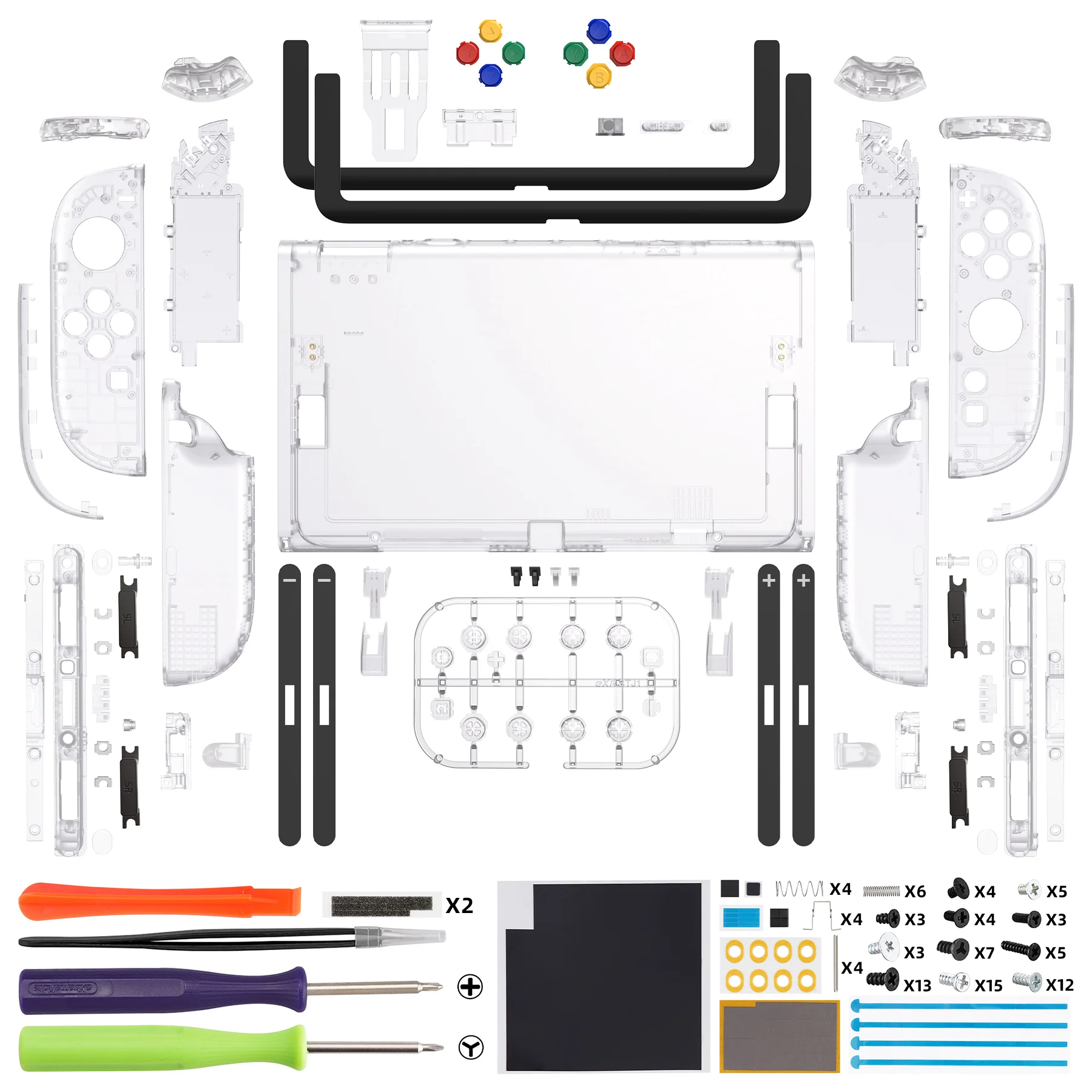 eXtremeRate DIY Replacement Full Set Shells with Buttons for Nintendo Switch 2 - Deluxe Version - Clear - Image 2