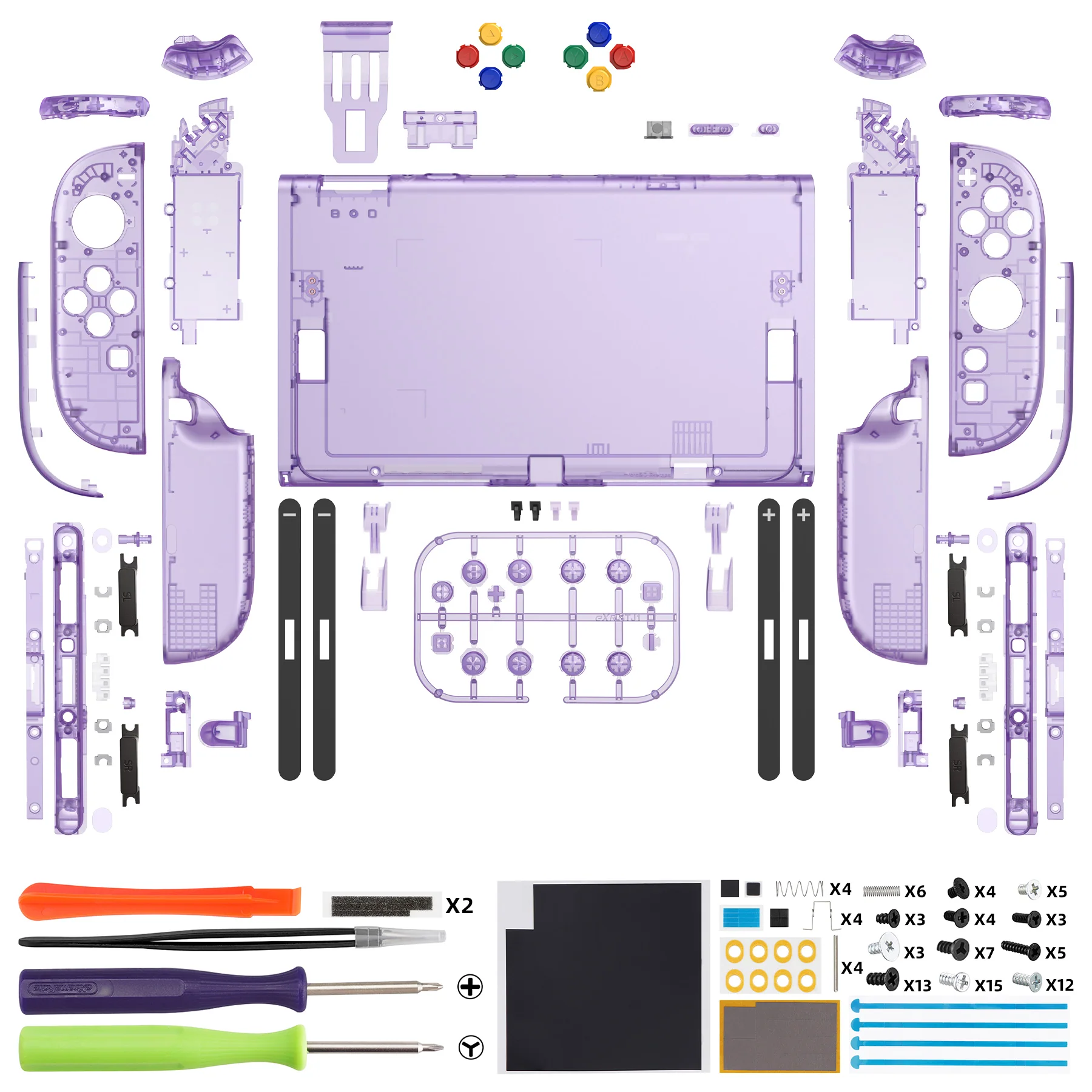 eXtremeRate DIY Replacement Full Set Shells with Buttons for Nintendo Switch 2 - Deluxe Version - Clear Atomic Purple - Image 2
