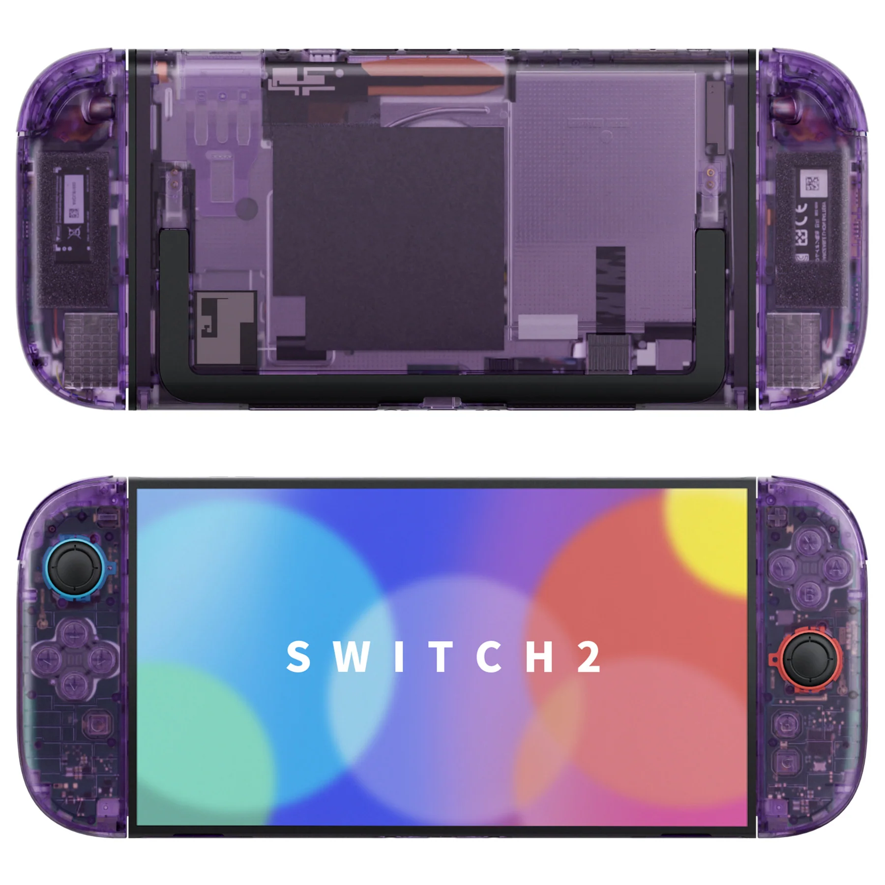 eXtremeRate DIY Replacement Full Set Shells with Buttons for Nintendo Switch 2 - Deluxe Version - Clear Atomic Purple - Image 4