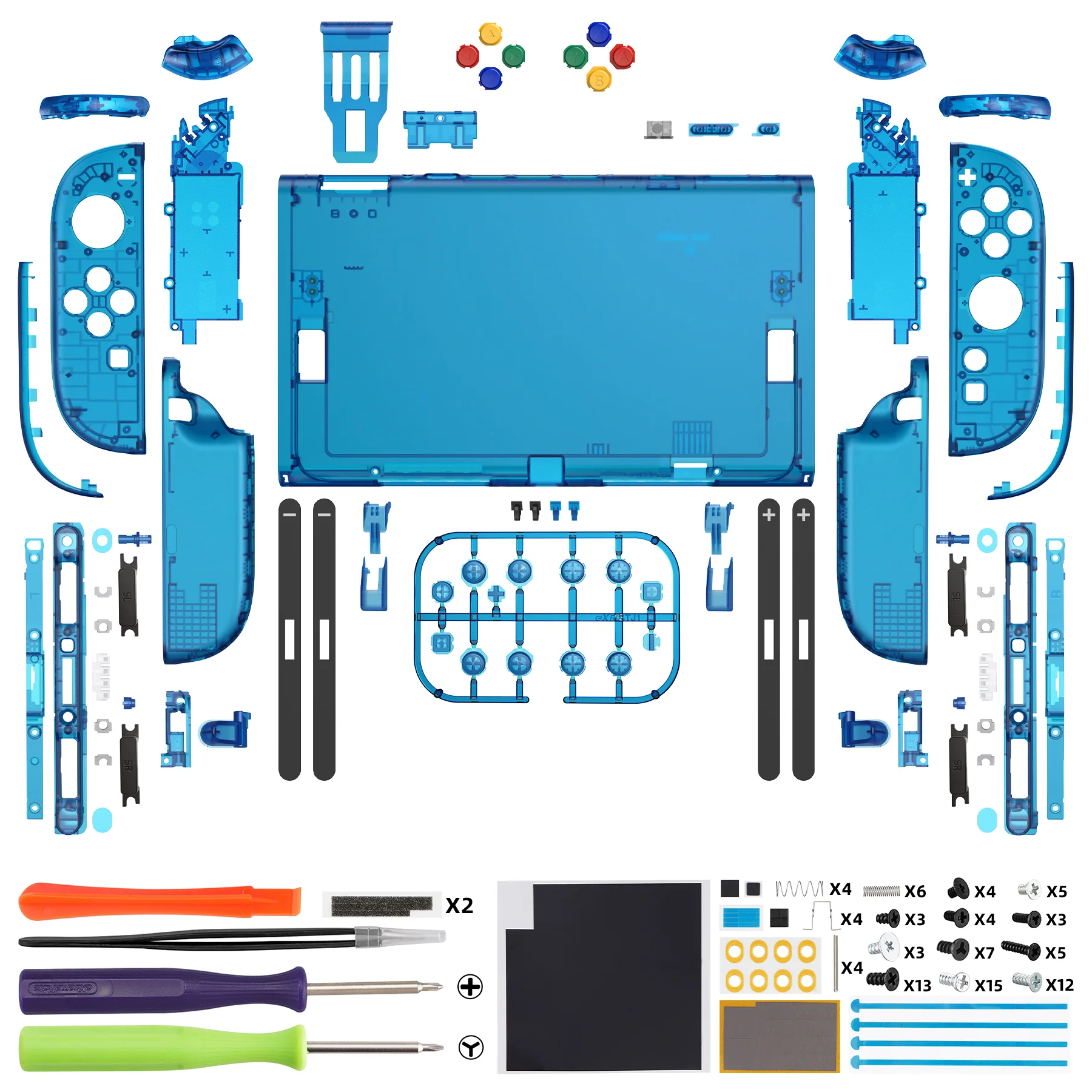 eXtremeRate DIY Replacement Full Set Shells with Buttons for Nintendo Switch 2 - Deluxe Version - Clear Blue - Image 2