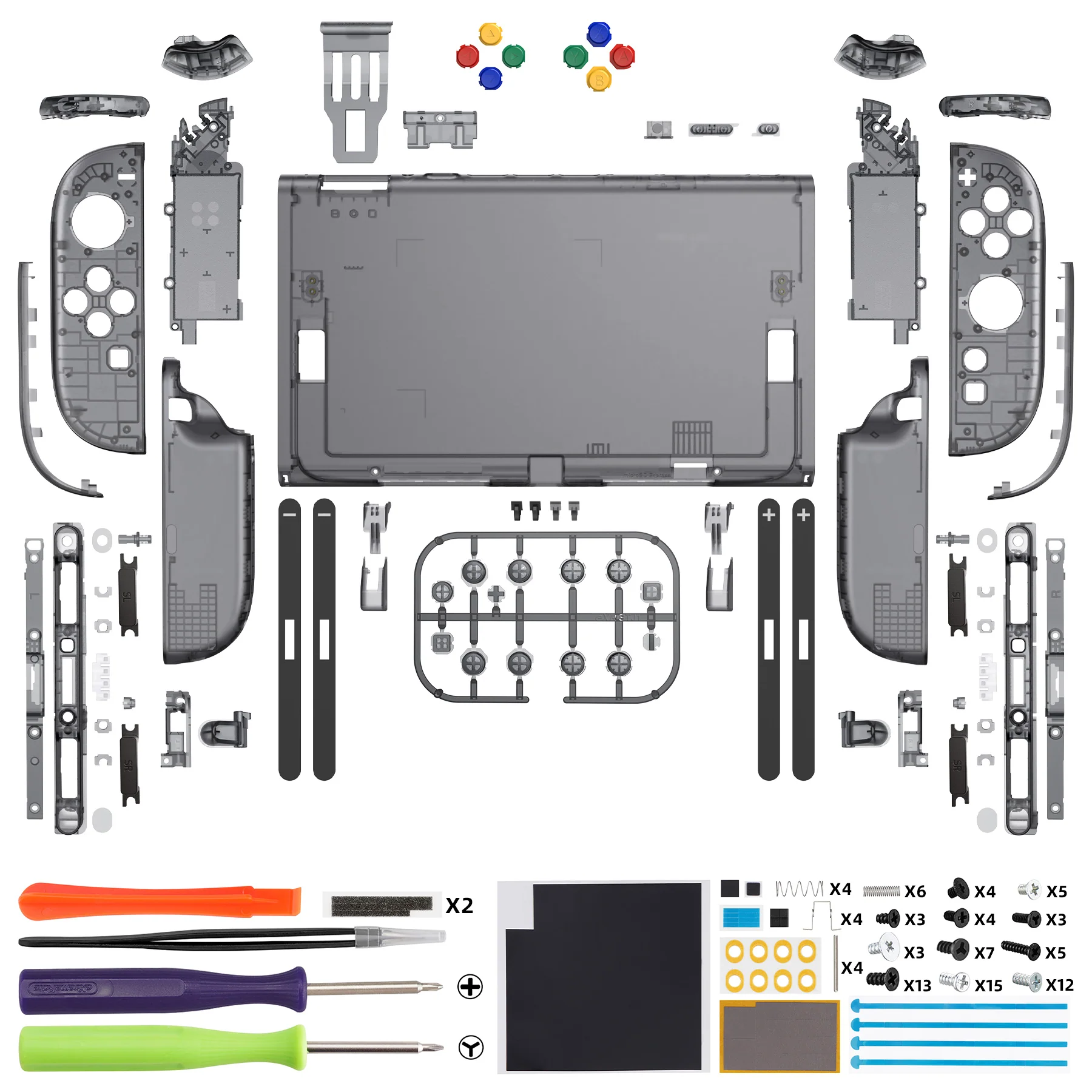 eXtremeRate DIY Replacement Full Set Shells with Buttons for Nintendo Switch 2 - Deluxe Version - Clear Slate Black - Image 2