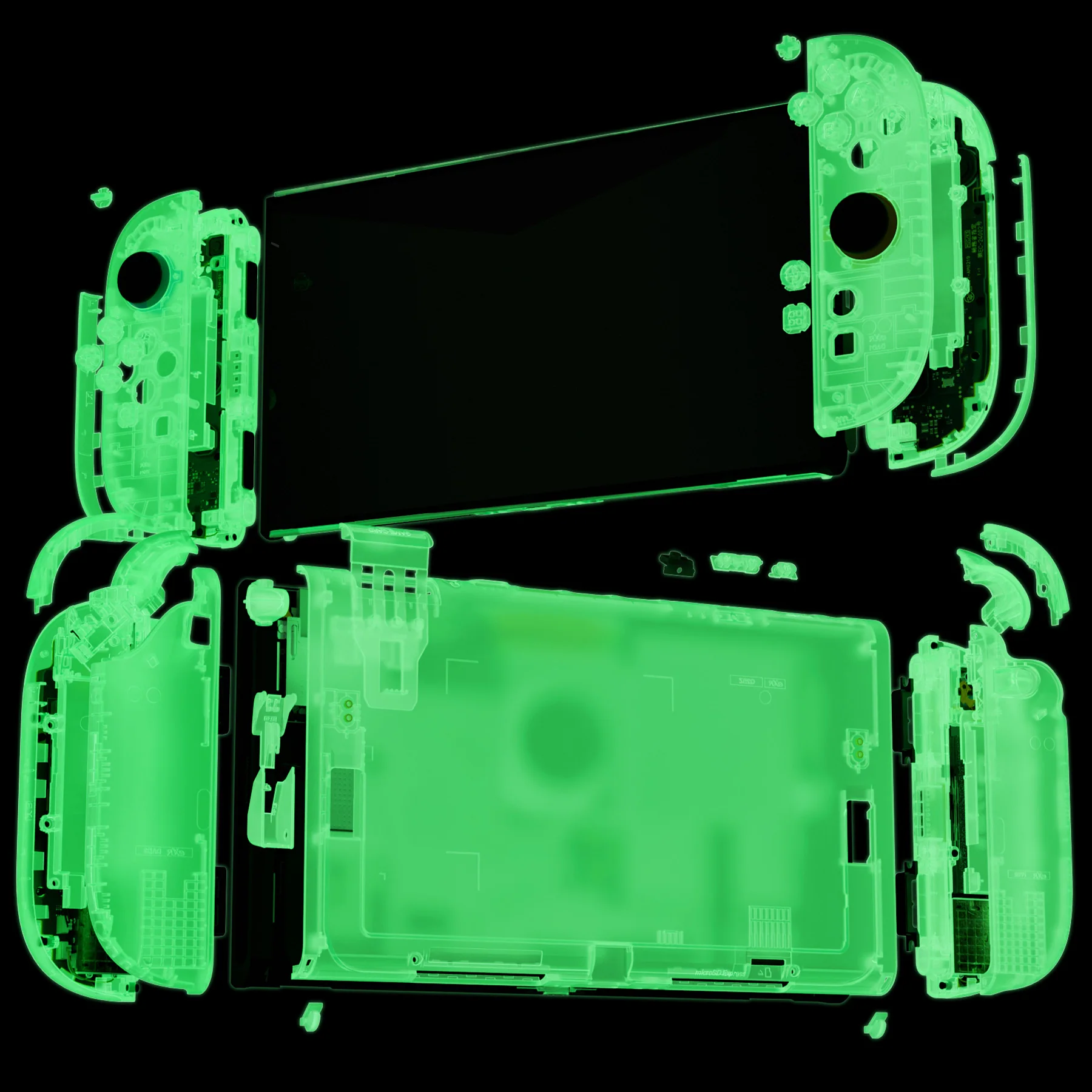 eXtremeRate DIY Replacement Full Set Shells with Buttons for Nintendo Switch 2 - Deluxe Version - Glow in Dark - Green - Image 7