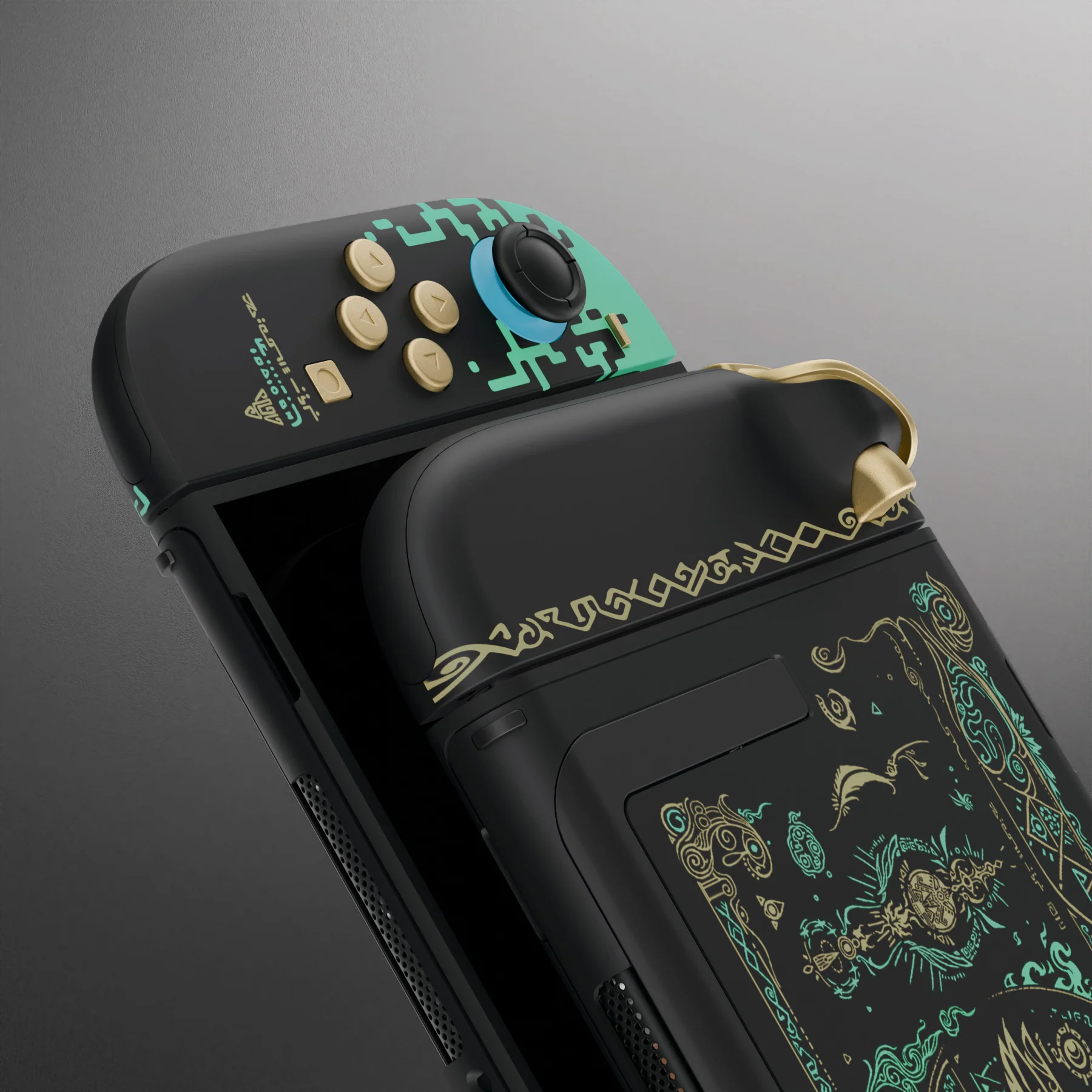 eXtremeRate DIY Replacement Full Set Shells with Buttons for Nintendo Switch 2 - Deluxe Version - Glow in Dark - Totem of Kingdom Black - Image 14