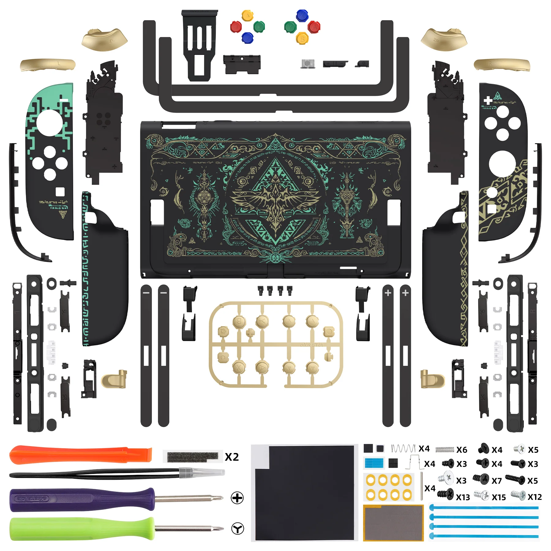 eXtremeRate DIY Replacement Full Set Shells with Buttons for Nintendo Switch 2 - Deluxe Version - Glow in Dark - Totem of Kingdom Black - Image 2