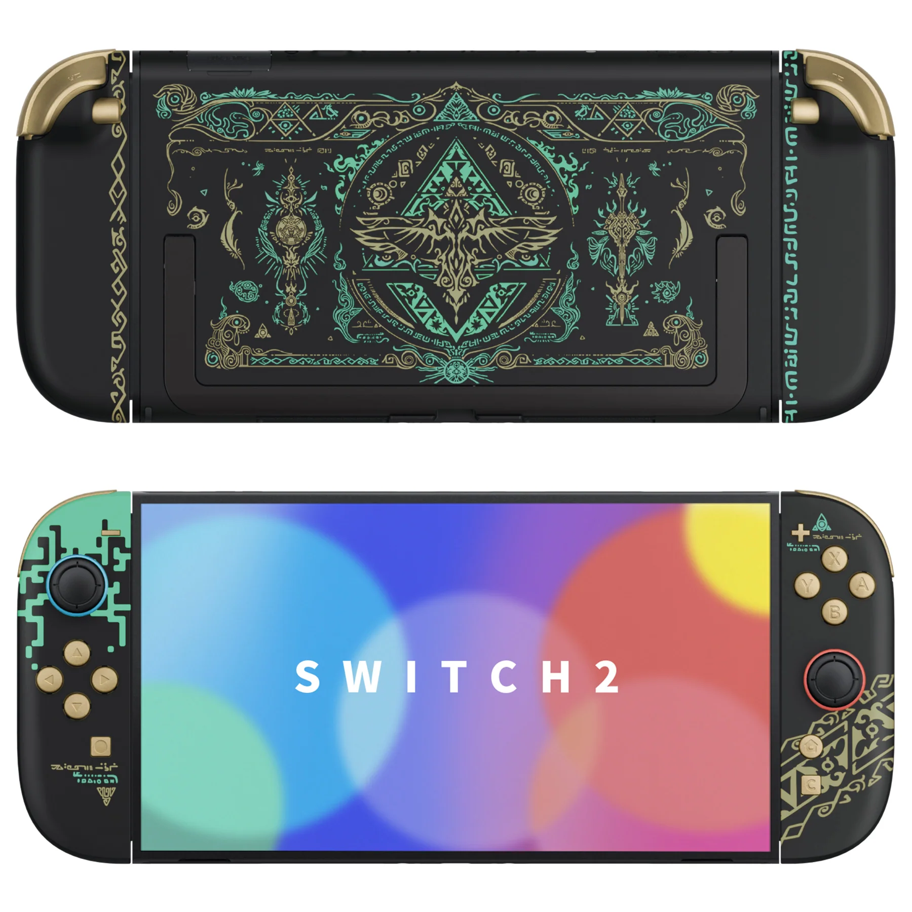 eXtremeRate DIY Replacement Full Set Shells with Buttons for Nintendo Switch 2 - Deluxe Version - Glow in Dark - Totem of Kingdom Black - Image 3