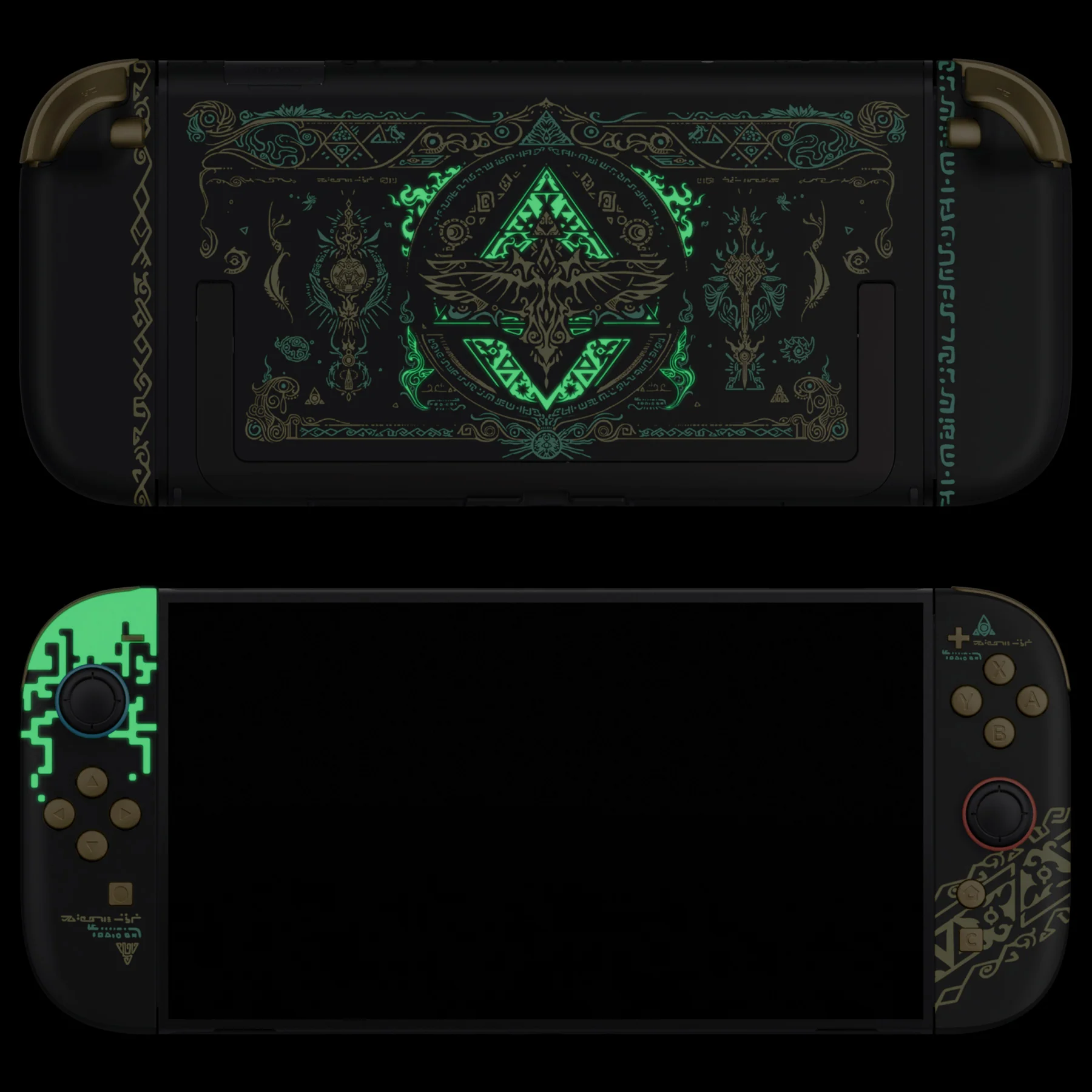 eXtremeRate DIY Replacement Full Set Shells with Buttons for Nintendo Switch 2 - Deluxe Version - Glow in Dark - Totem of Kingdom Black - Image 4