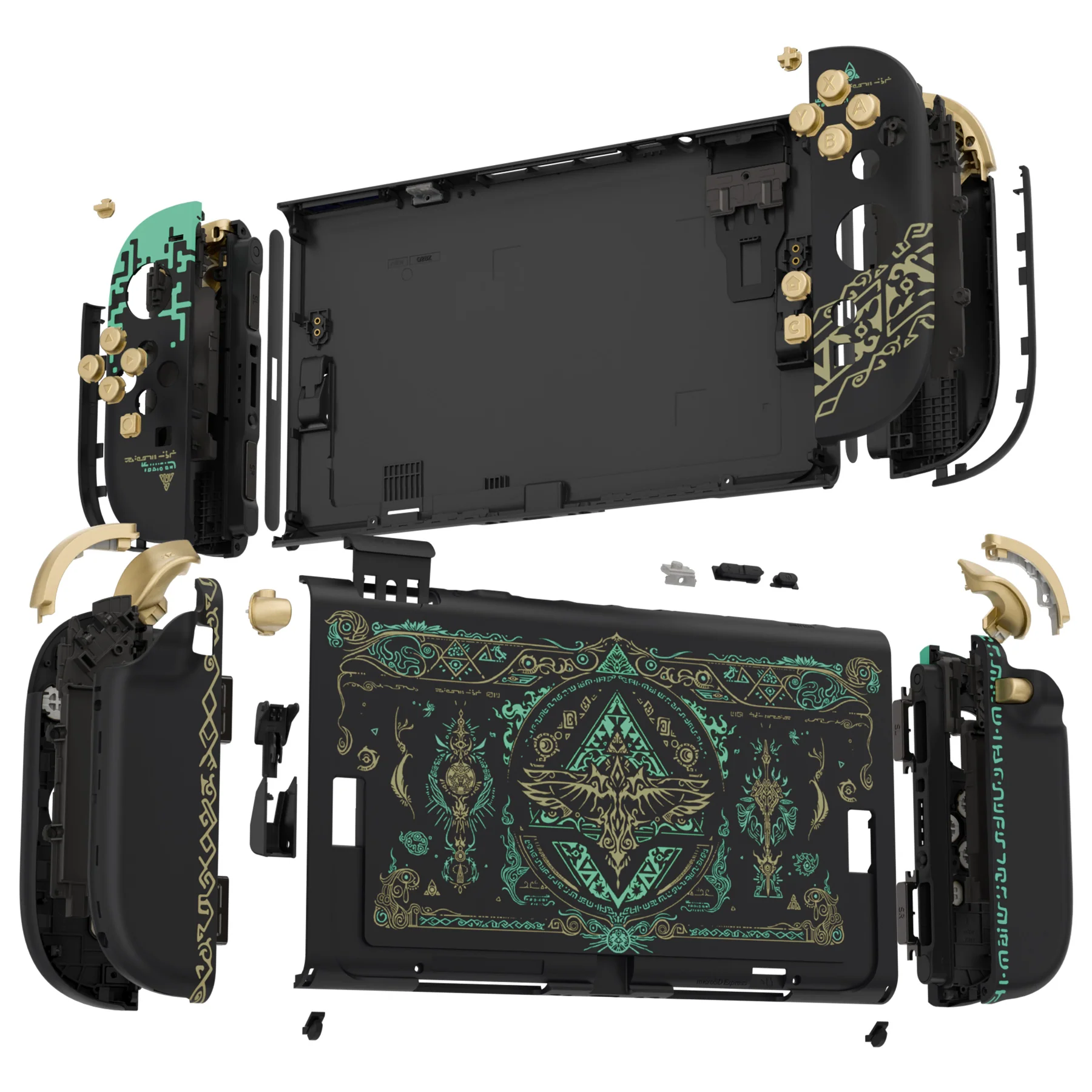 eXtremeRate DIY Replacement Full Set Shells with Buttons for Nintendo Switch 2 - Deluxe Version - Glow in Dark - Totem of Kingdom Black - Image 6