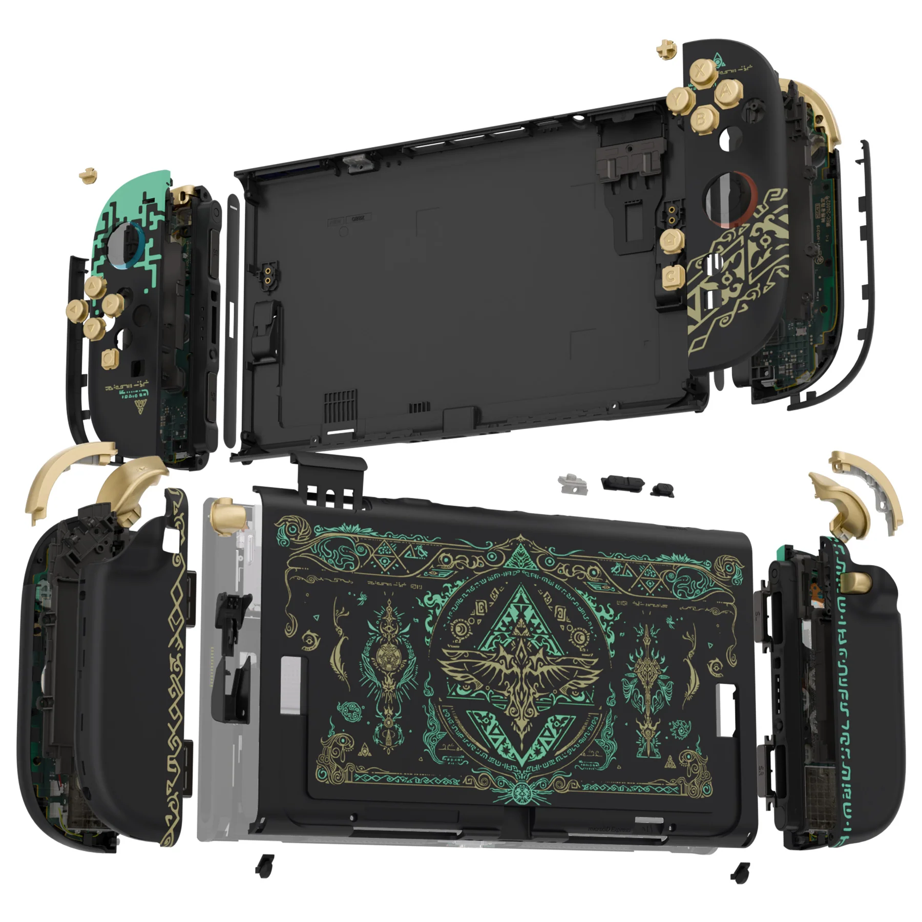 eXtremeRate DIY Replacement Full Set Shells with Buttons for Nintendo Switch 2 - Deluxe Version - Glow in Dark - Totem of Kingdom Black - Image 7