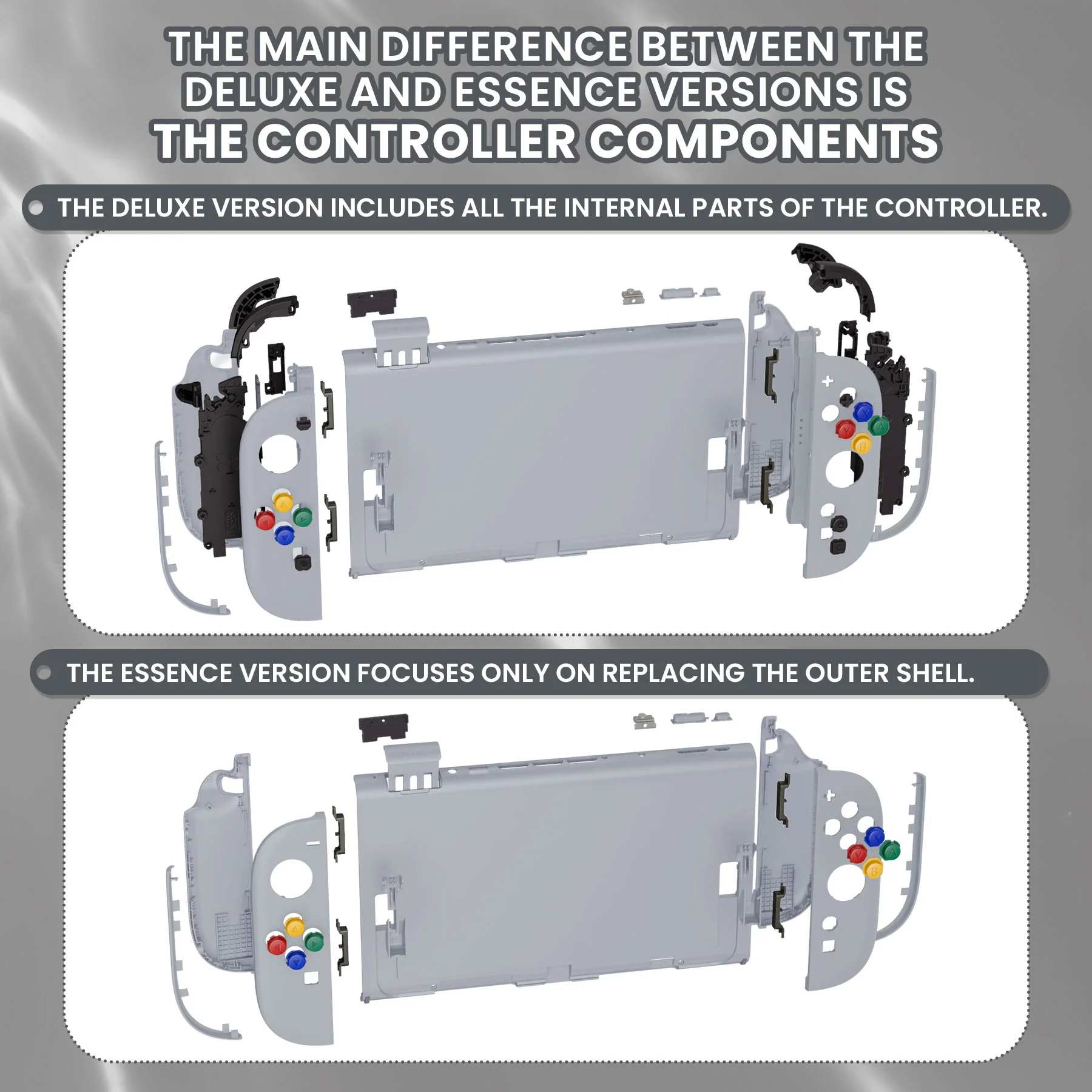 eXtremeRate DIY Replacement Full Set Shells with Buttons for Nintendo Switch 2 - Deluxe Version - New Hope Gray - Image 3