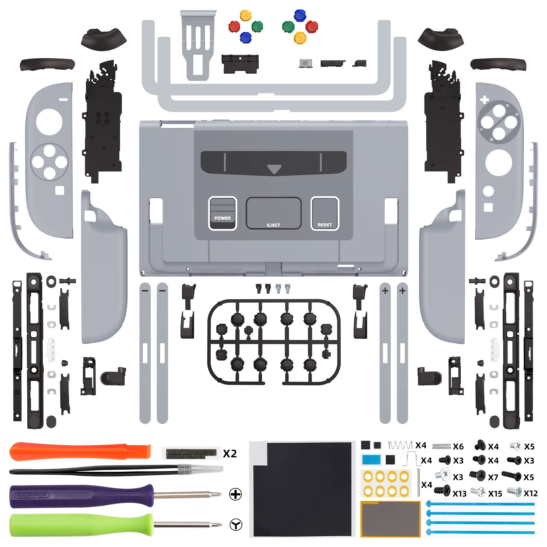 eXtremeRate DIY Replacement Full Set Shells with Buttons for Nintendo Switch 2 - Deluxe Version - SFC SNES Classic EU Style - Image 2