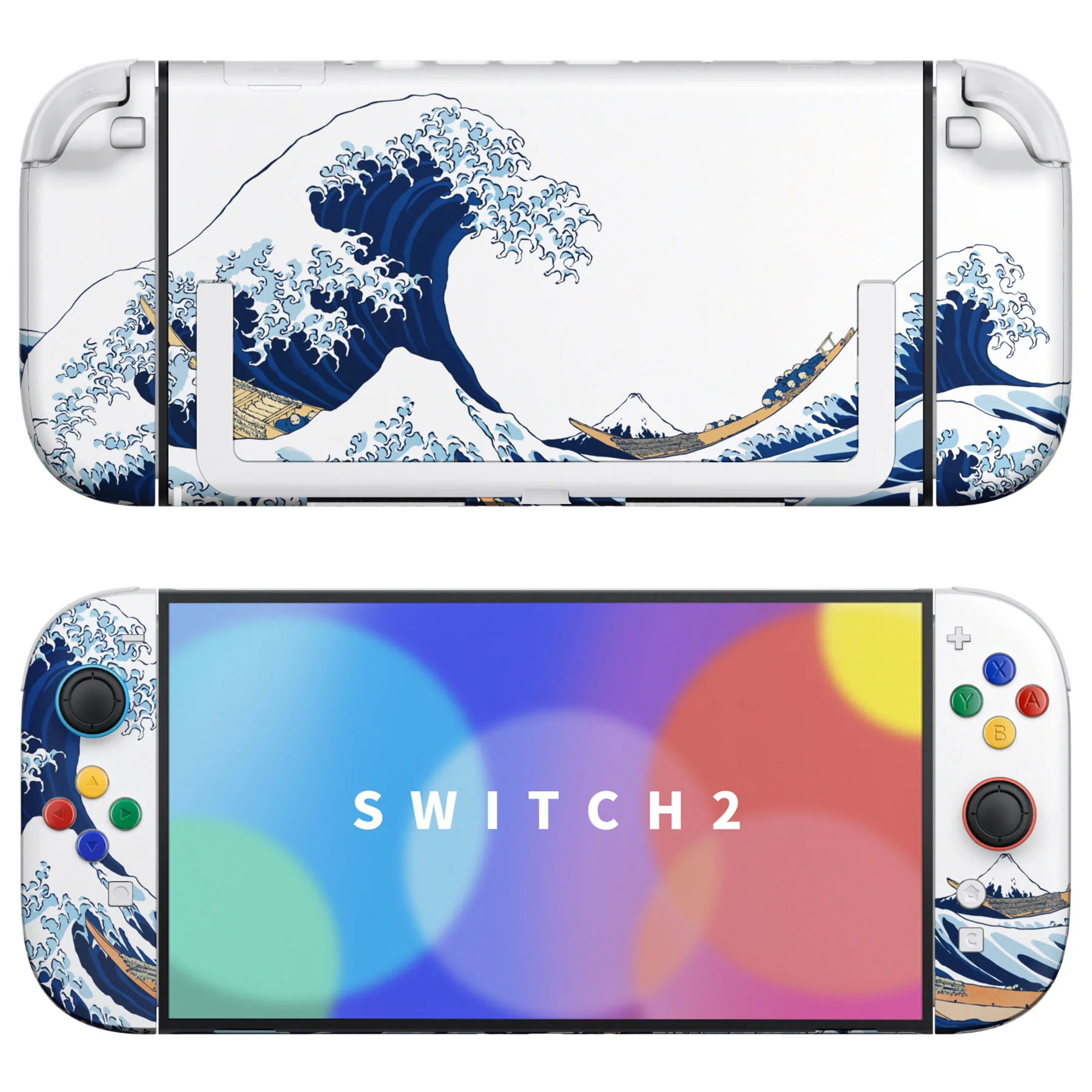 eXtremeRate DIY Replacement Full Set Shells with Buttons for Nintendo Switch 2 - Deluxe Version - The Great Wave - Image 3