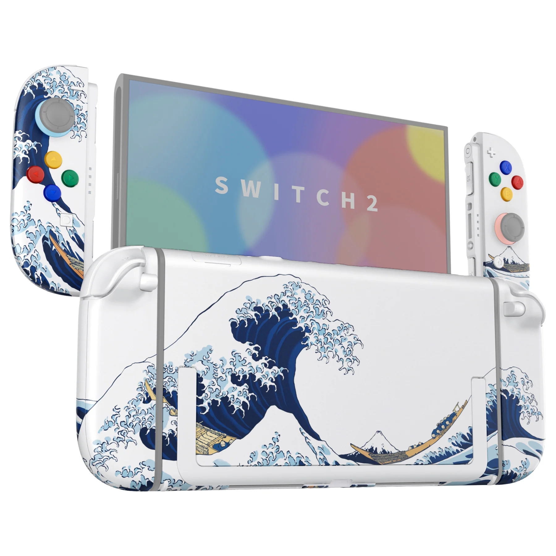 eXtremeRate DIY Replacement Full Set Shells with Buttons for Nintendo Switch 2 - Deluxe Version - The Great Wave - Image 4
