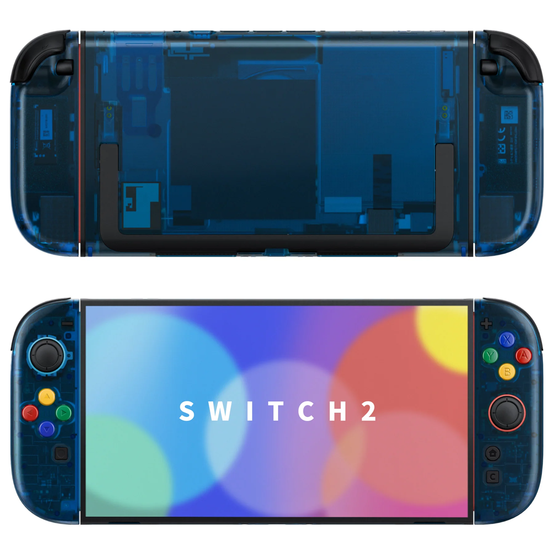 eXtremeRate DIY Replacement Full Set Shells with Buttons for Nintendo Switch 2 - Essence Version - Clear Blue - Image 4